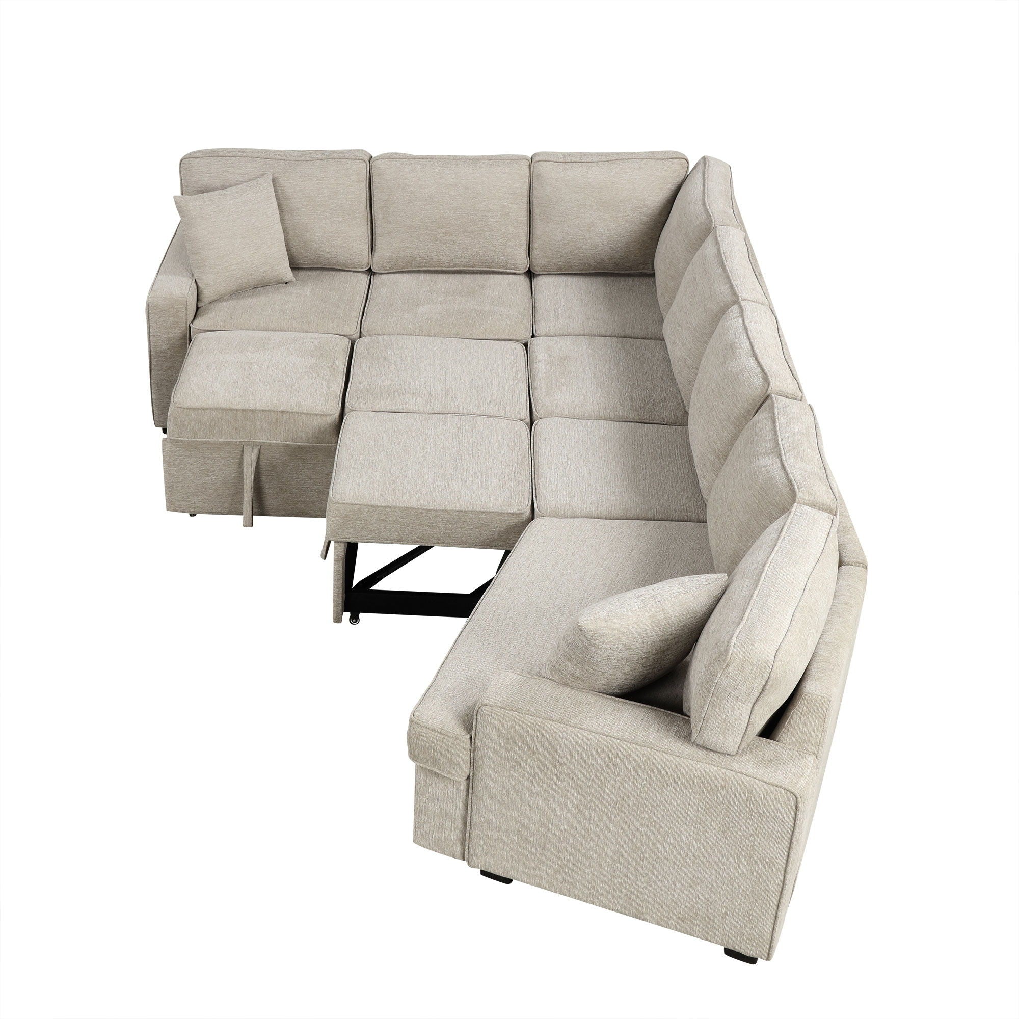 L-Shaped Sofa Sectional Sofa Couch Pull-Out Sofa Bed With Charging Devices And Cup Holders For Living Room - Best Buy Furniture