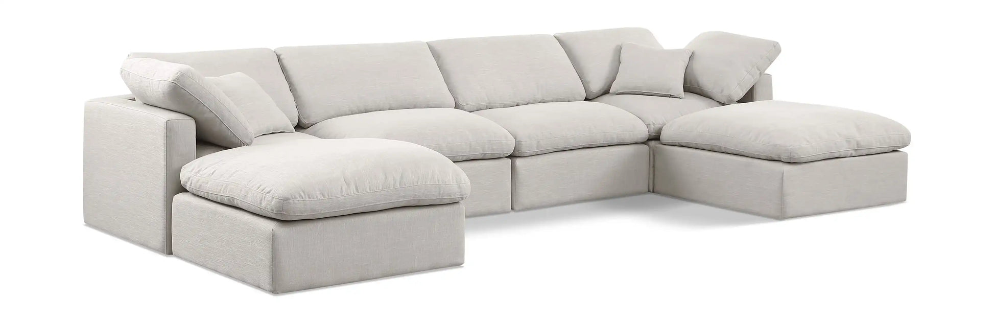 Indulge - Linen 6 Piece Modular Double Chaise Sectional - Best Buy Furniture