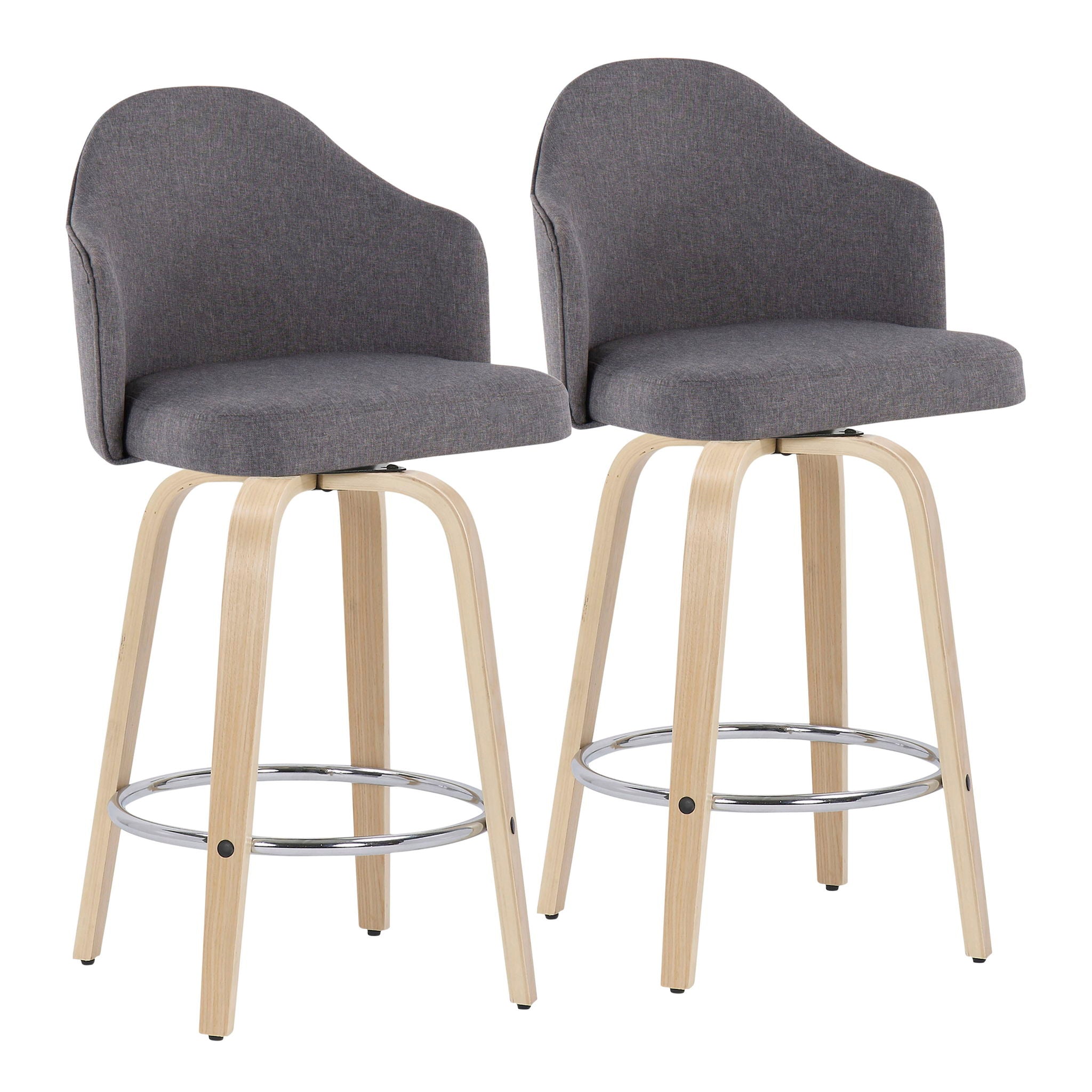 Ahoy - Mid Century Modern Fixed Height Counter Stool With Round Footrest (Set of 2) - Best Buy Furniture