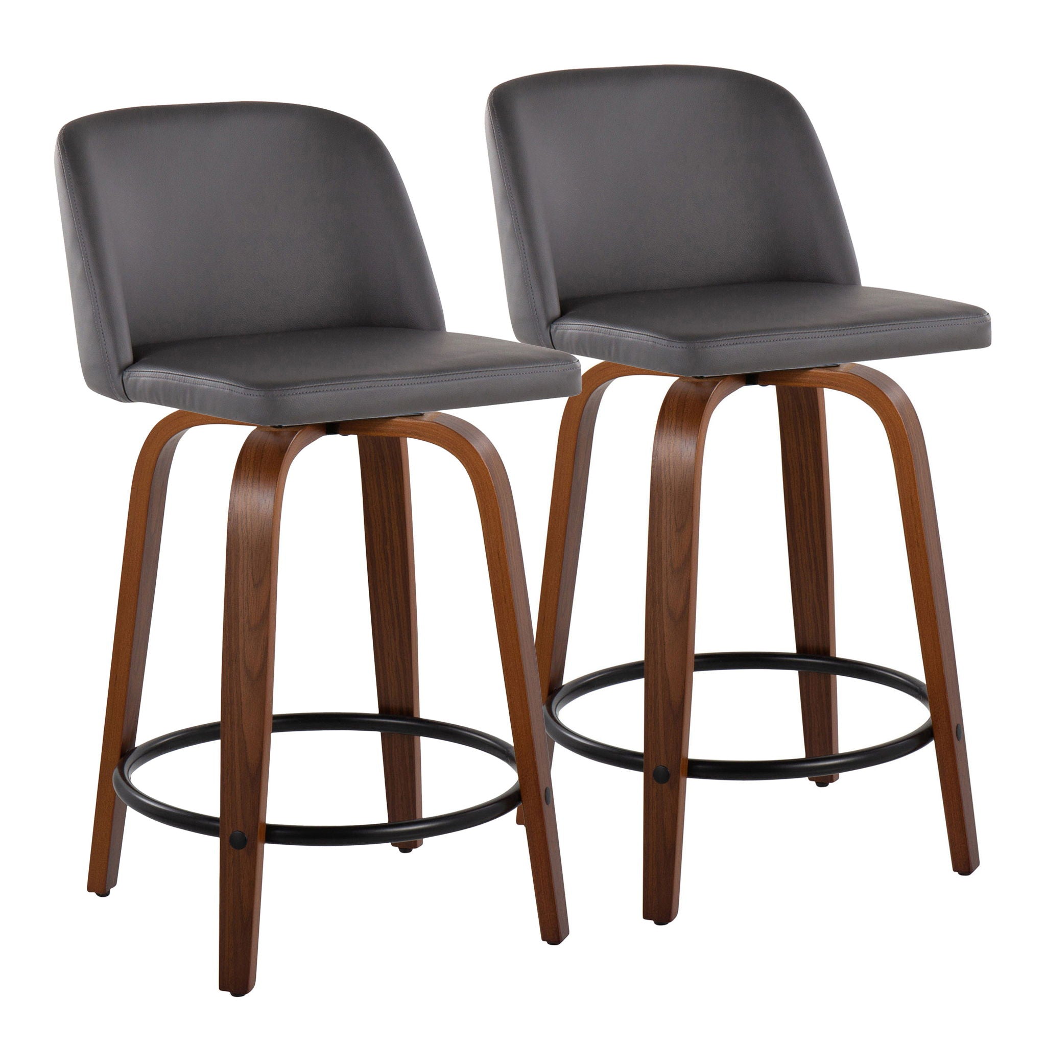 Toriano - Mid Century Modern, Fixed Height Counter Stool & Swivel And Round Footrest (Set of 2) - Best Buy Furniture