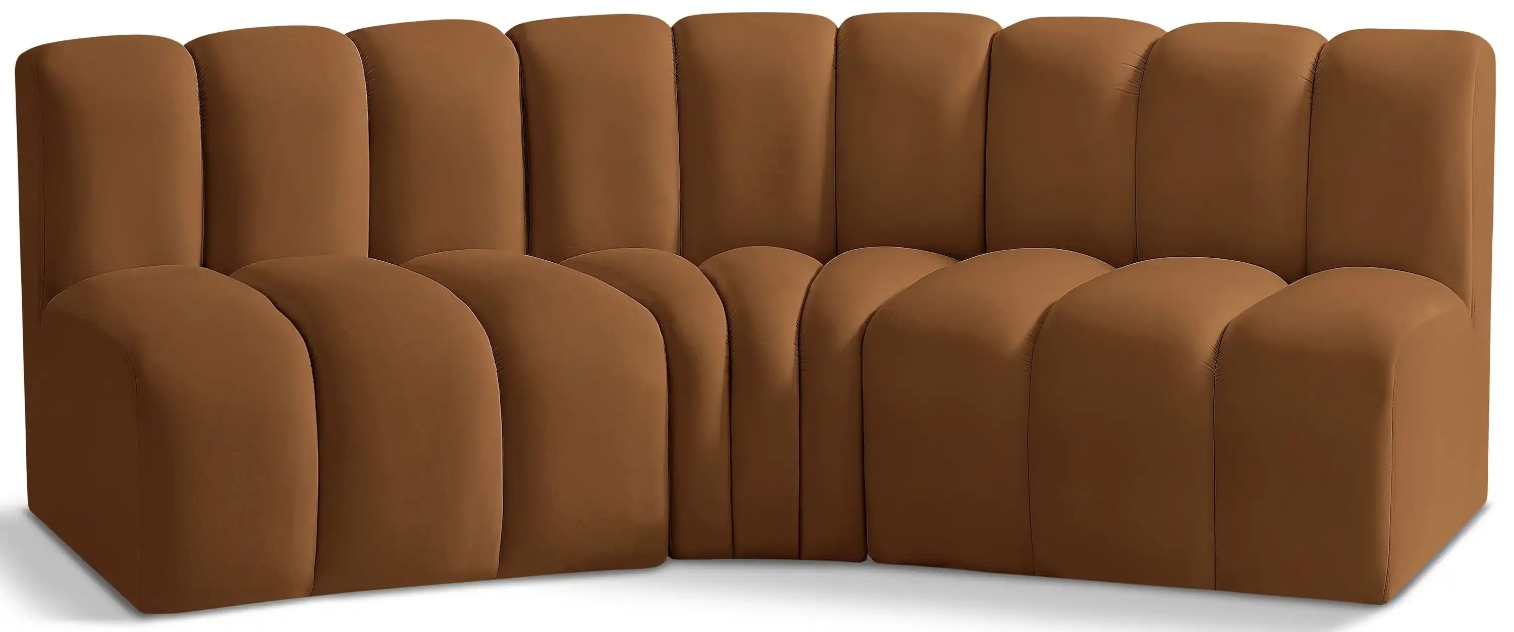 Arc - Velvet 3 Piece Modular Corner Sofa - Saddle - Best Buy Furniture