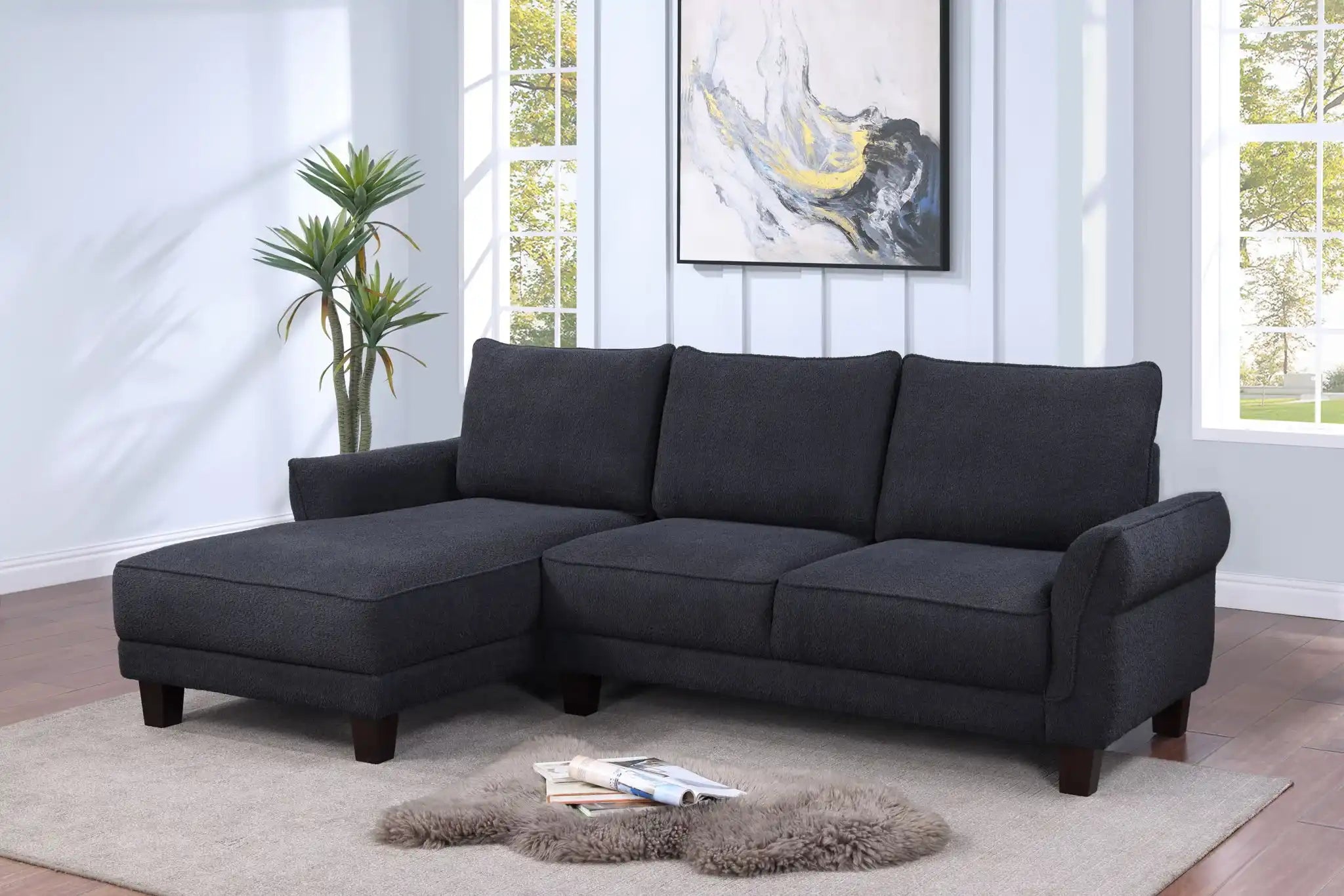 Belle - Sherpa Sectional Sofa With Left Facing Chaise - Best Buy Furniture