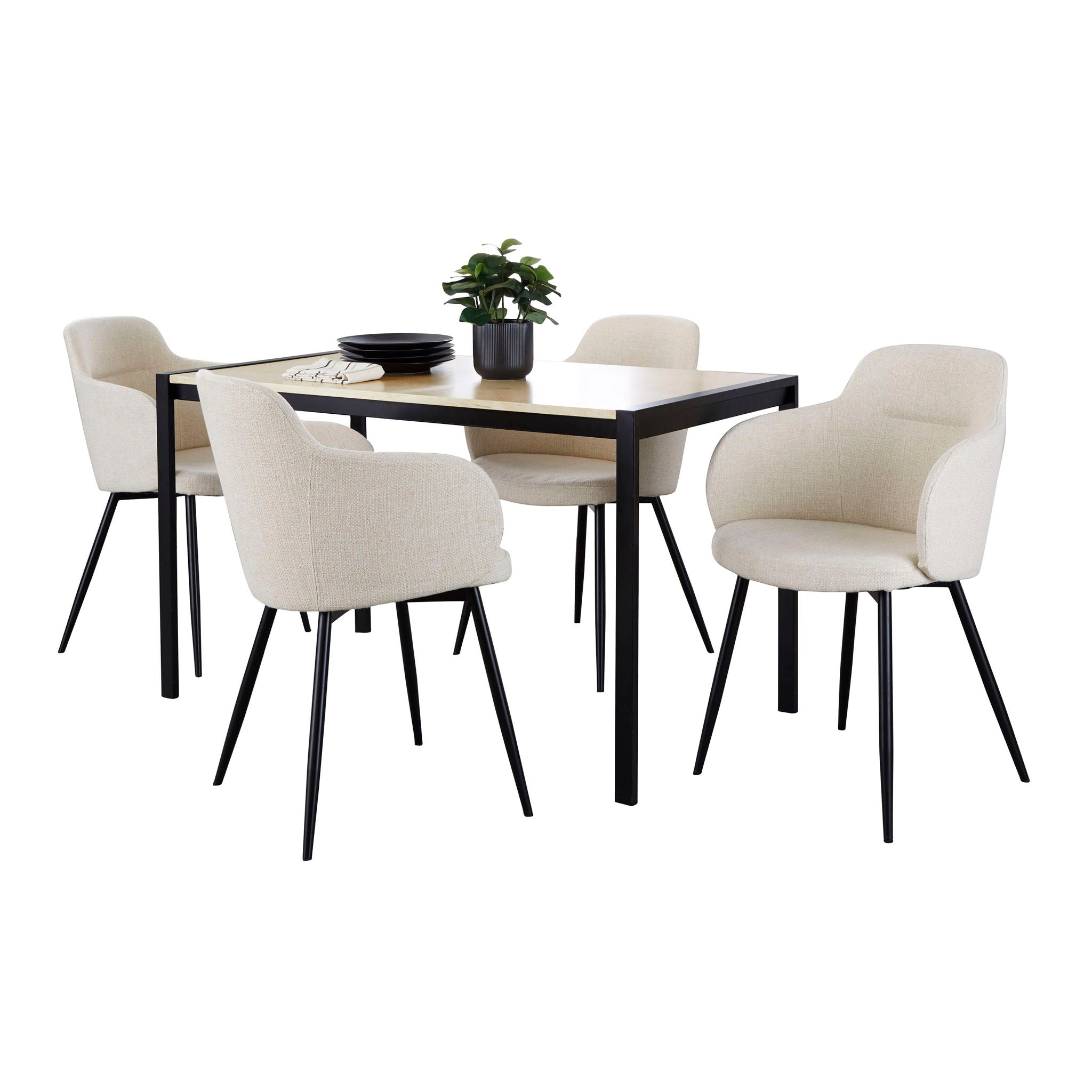 Fuji Boyne - 5 Piece Contemporary Dining Set - Black / Natural / Cream - Best Buy Furniture