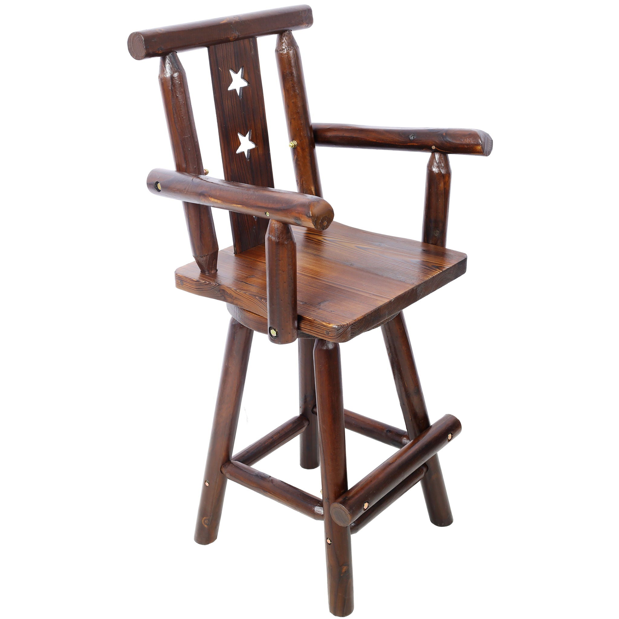 Rustic Tall Bistro Chair Decorative Star Backrest And Footrest, Fir Wood, 4 Foot - Brown - Best Buy Furniture