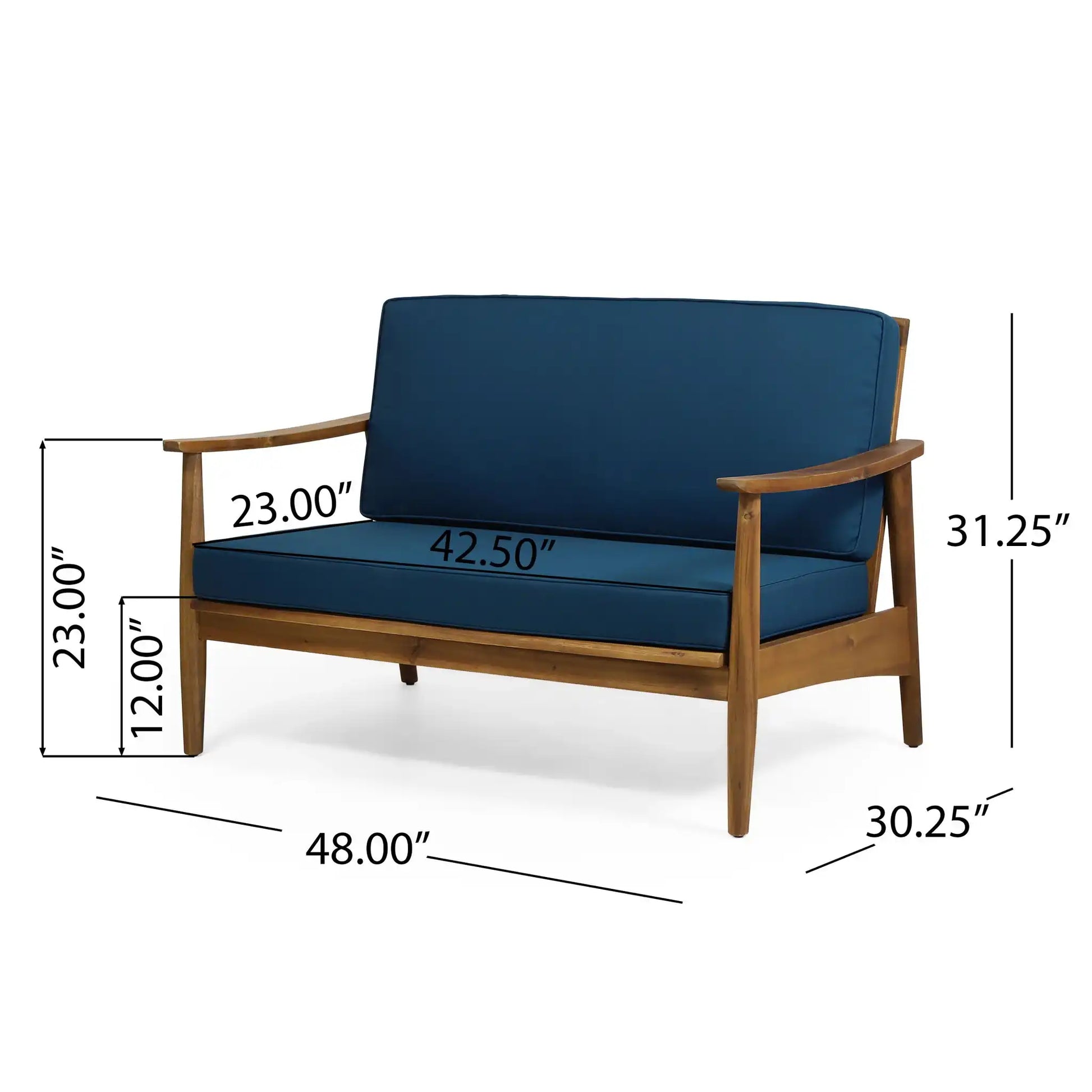 Outdoor Acacia Wood Loveseat Set With Coffee Table - Best Buy Furniture