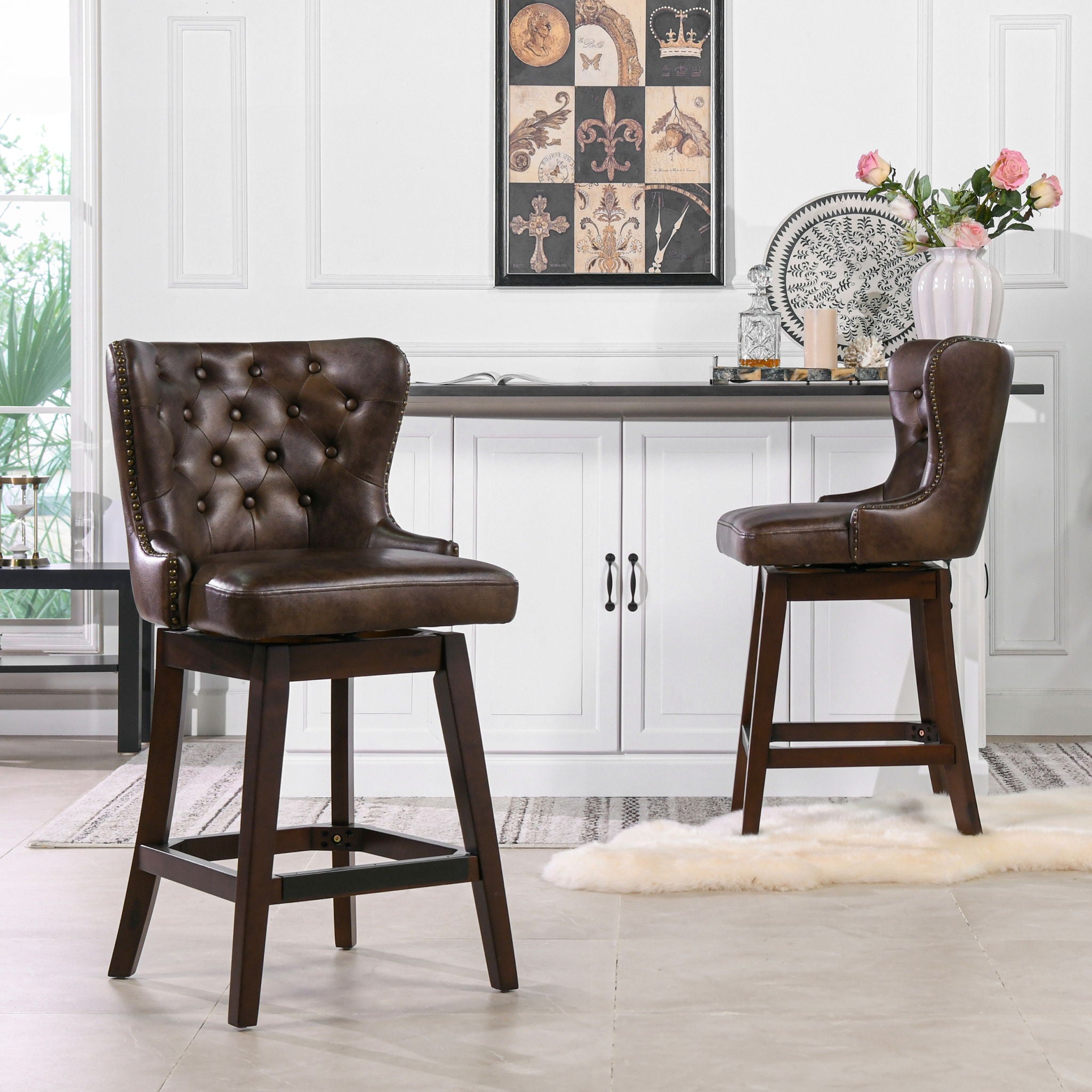Holmes - Tufted High Back 360 Swivel Counter Height Barstool - Best Buy Furniture