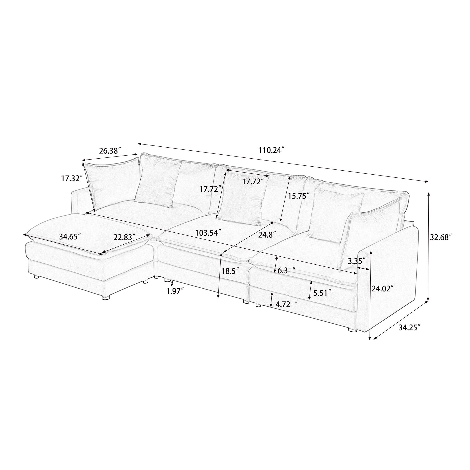 Modular Ottoman Style Deep Seat Sofa With Cushions - Best Buy Furniture