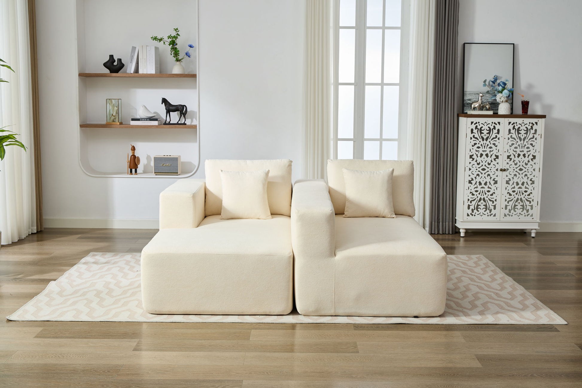 Chenille Compressible Sofa - Beige - Best Buy Furniture
