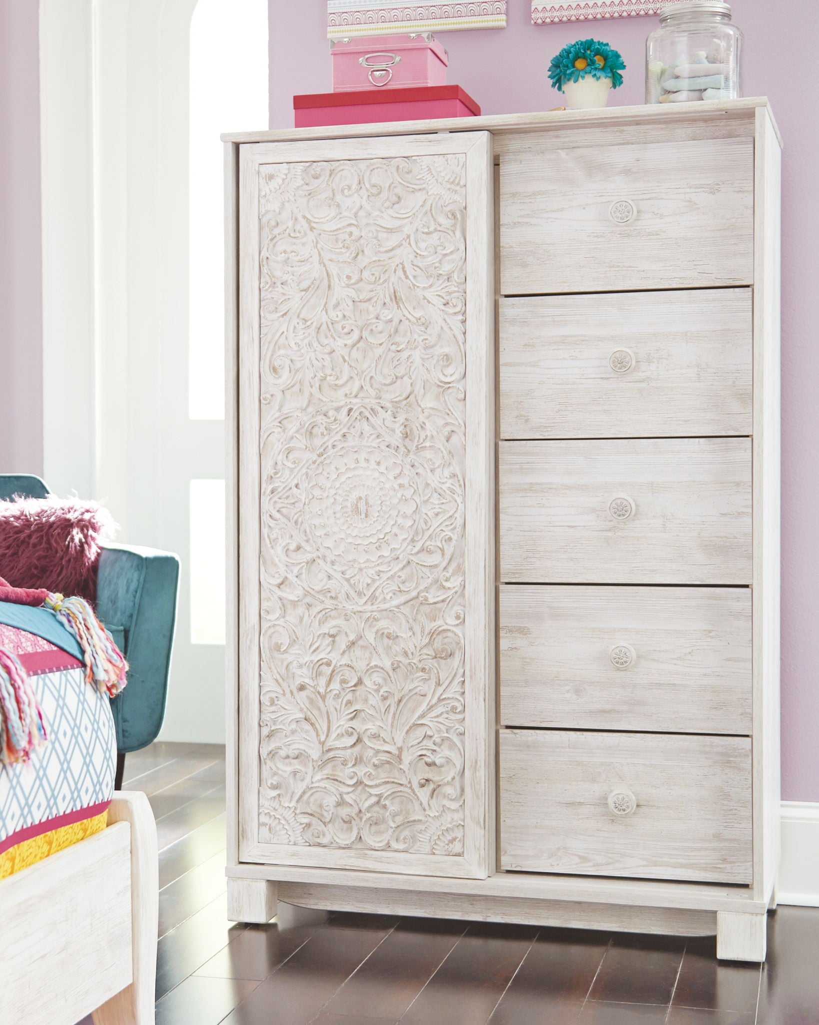 Paxberry - Dressing Chest - Whitewash - Best Buy Furniture