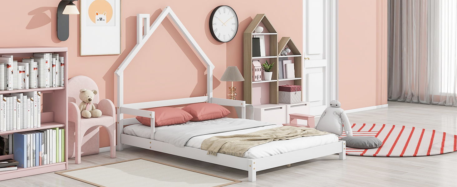 House-Shaped Headboard Bed With Handrails, Slats - Best Buy Furniture