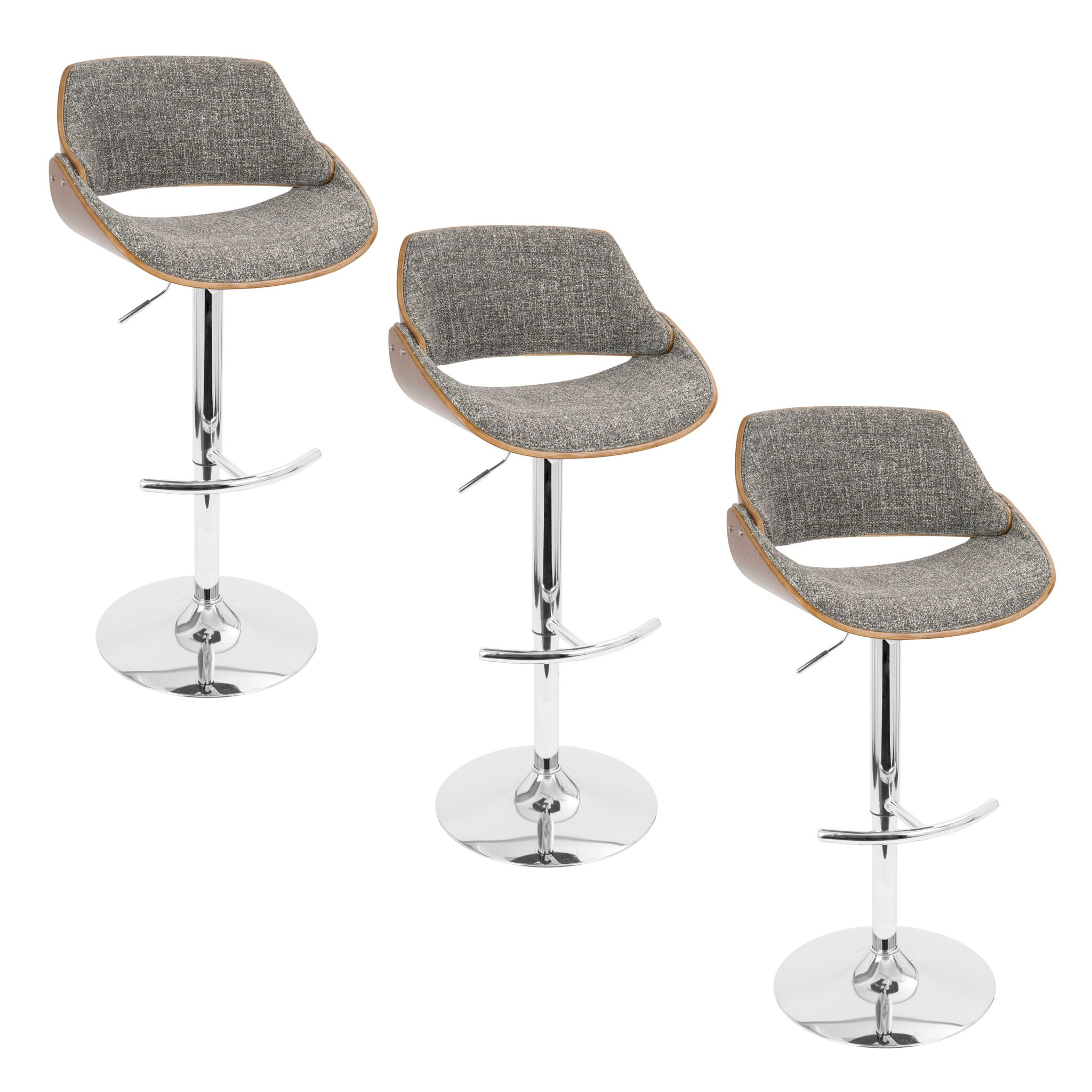 Fabrizzi - Mid Century Modern Adjustable Barstool With Swivel With Rounded T Footrest (Set of 3) - Best Buy Furniture