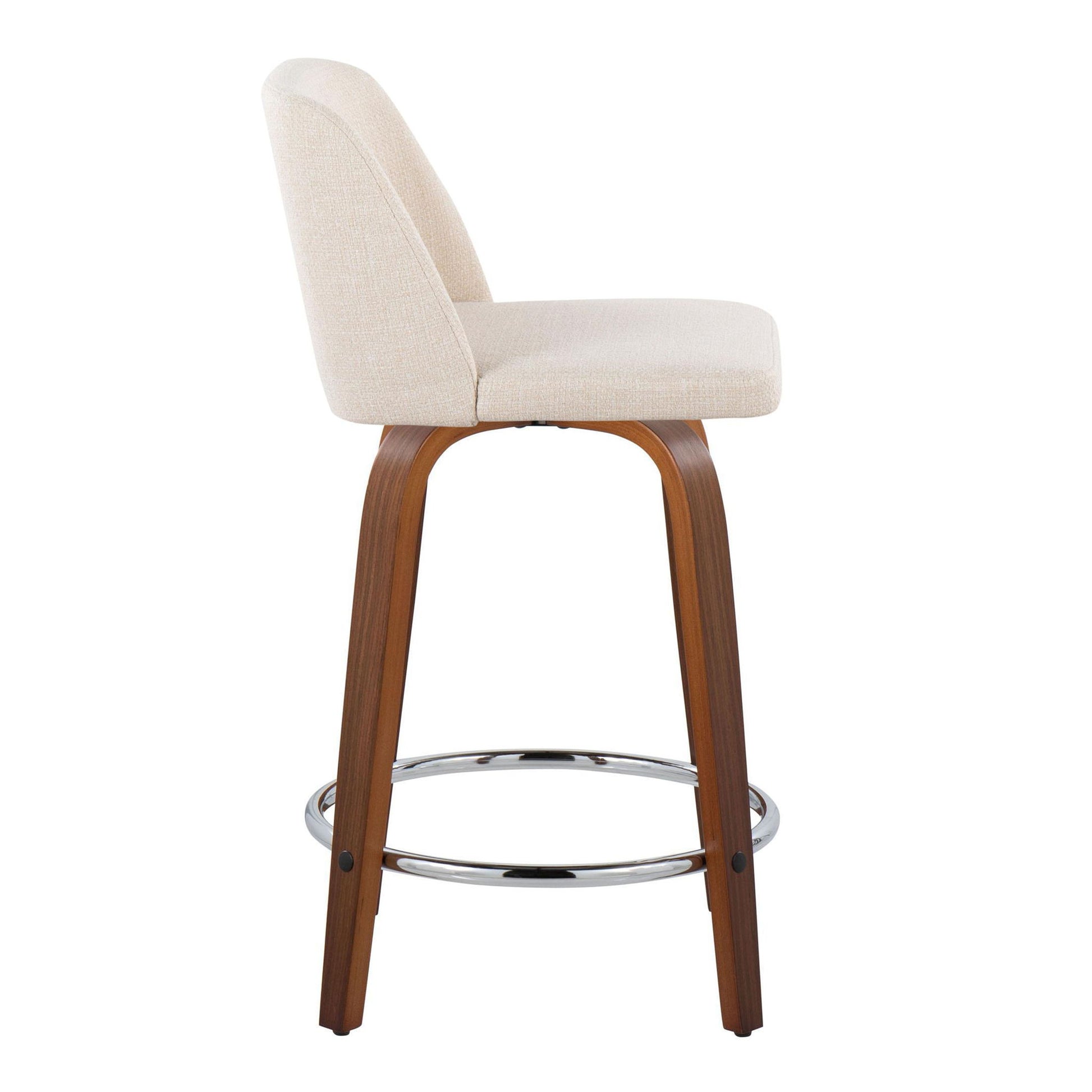 Toriano - Mid Century Modern Fixed Height Counter Stool With Swivel With Round Footrest (Set of 2) - Best Buy Furniture