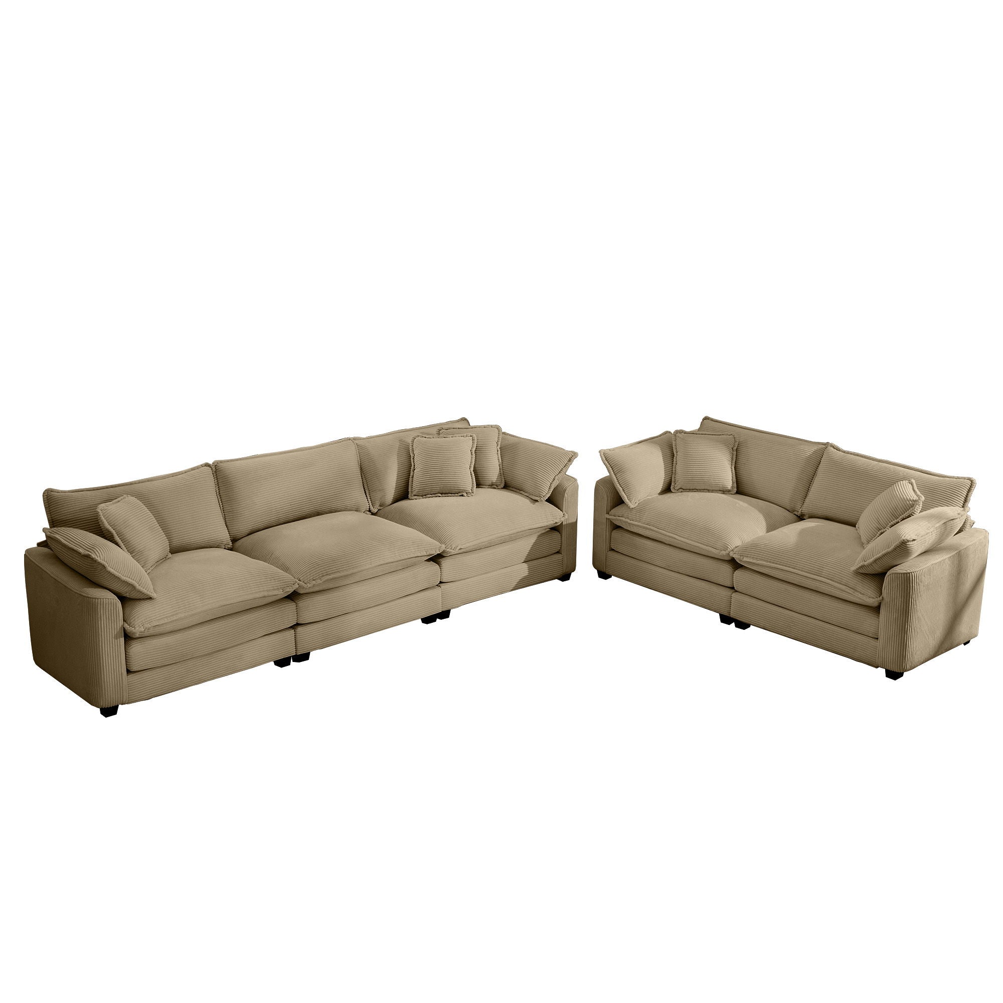 Elegant Corduroy Oversized Sectional Sofa Set With Deep Seats And Flexible Layout - Best Buy Furniture