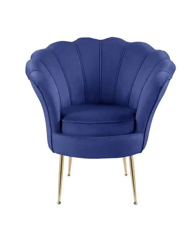 Angelina - Velvet Scalloped Back Barrel Accent Chair With Metal Legs - Best Buy Furniture