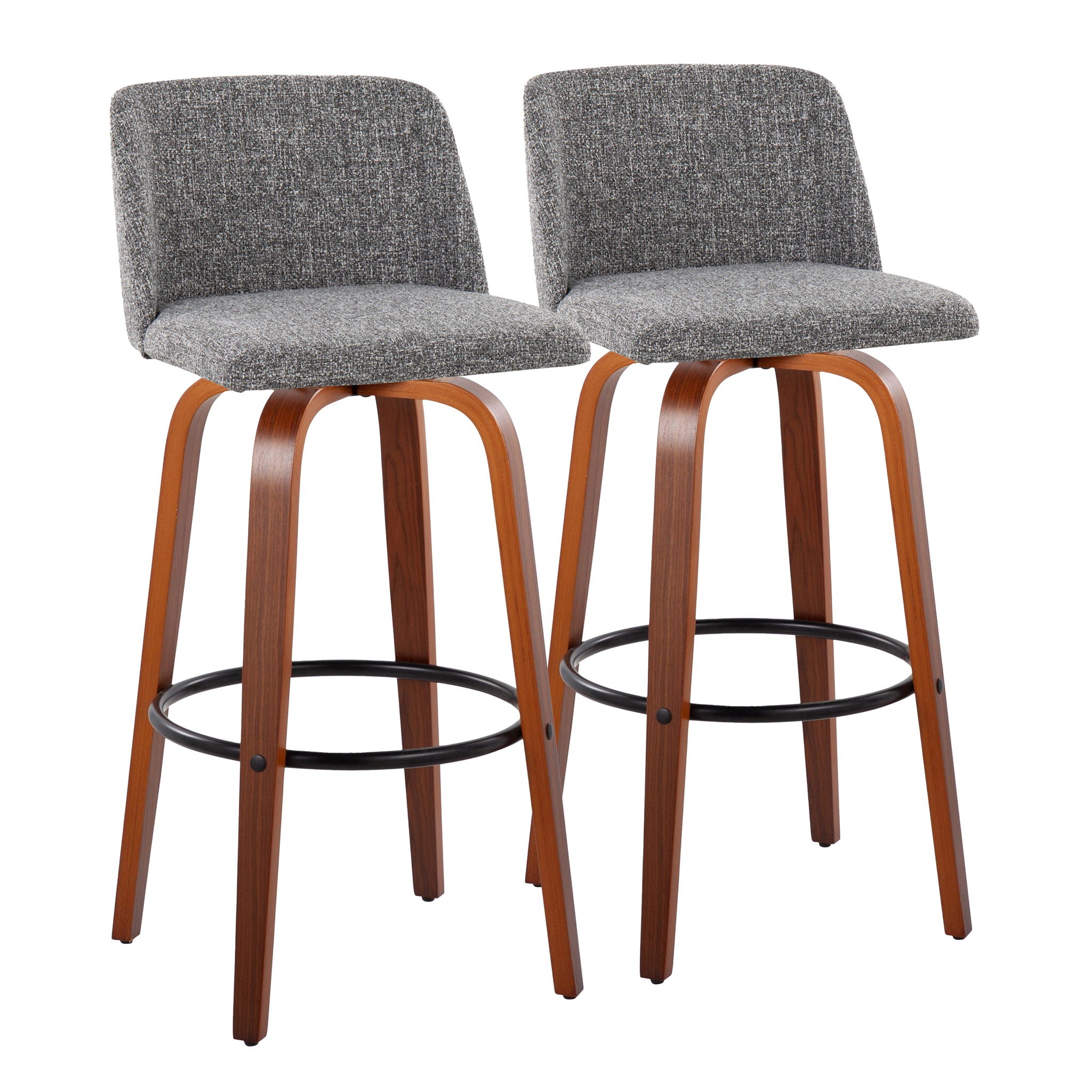 Toriano - Mid Century Modern Fixed Height Barstool Swivel And Round Footrest (Set of 2) - Best Buy Furniture