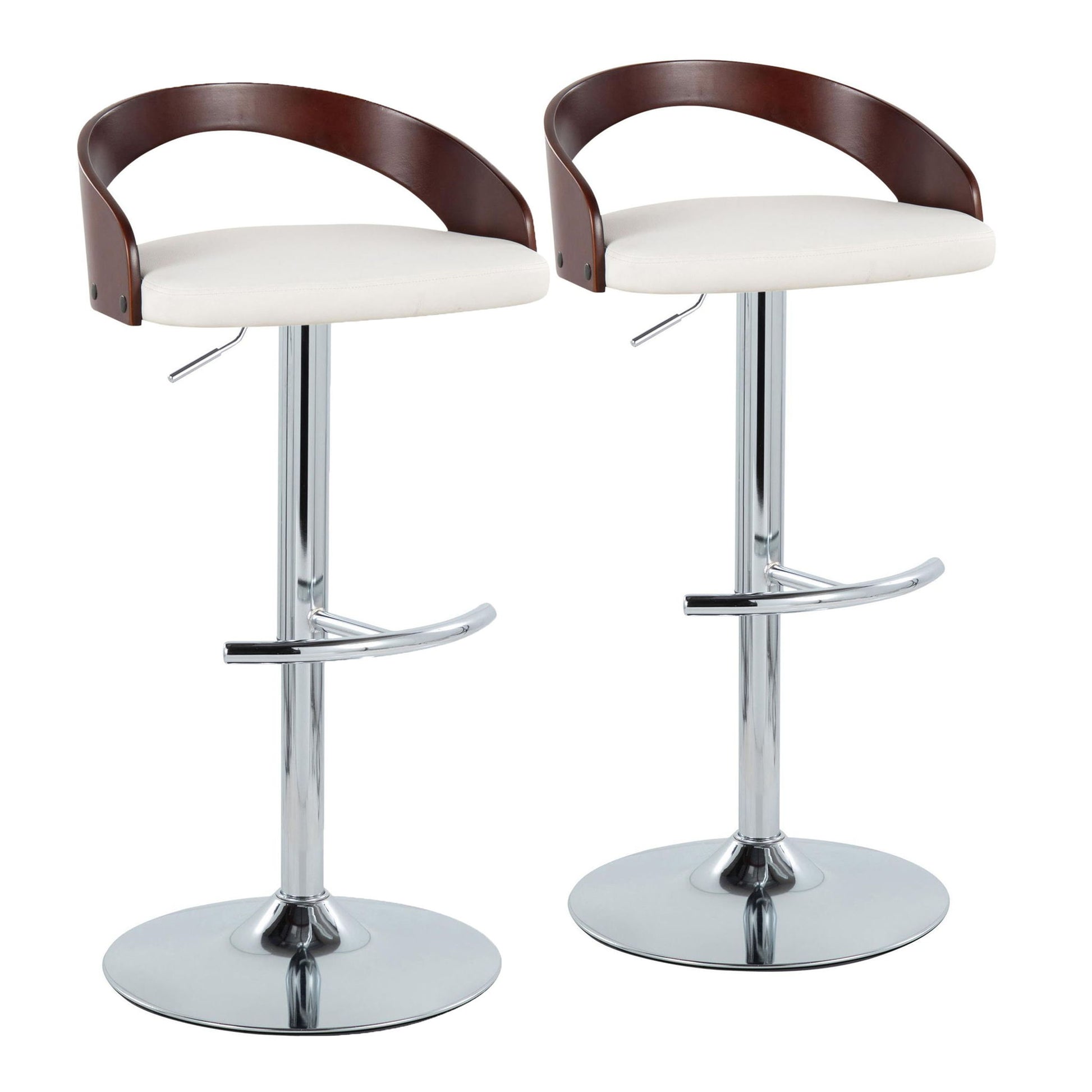 Grotto - Contemporary Adjustable Barstool & Swivel With Rounded T Footrest (Set of 2) - Best Buy Furniture
