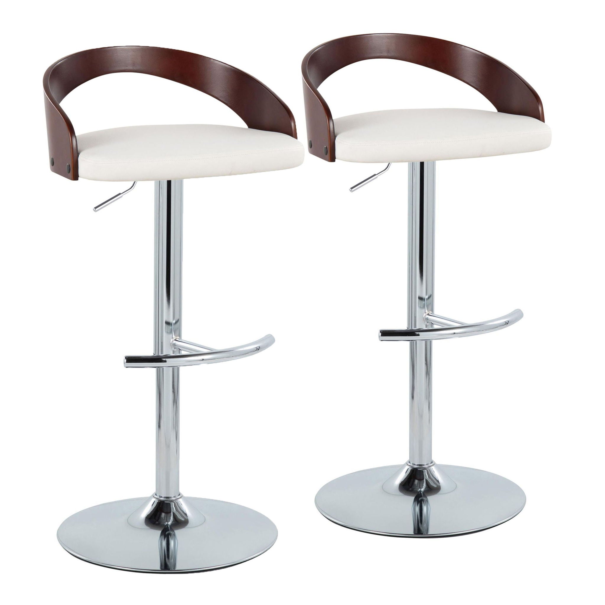 Grotto - Contemporary Adjustable Barstool & Swivel With Rounded T Footrest (Set of 2) - Best Buy Furniture