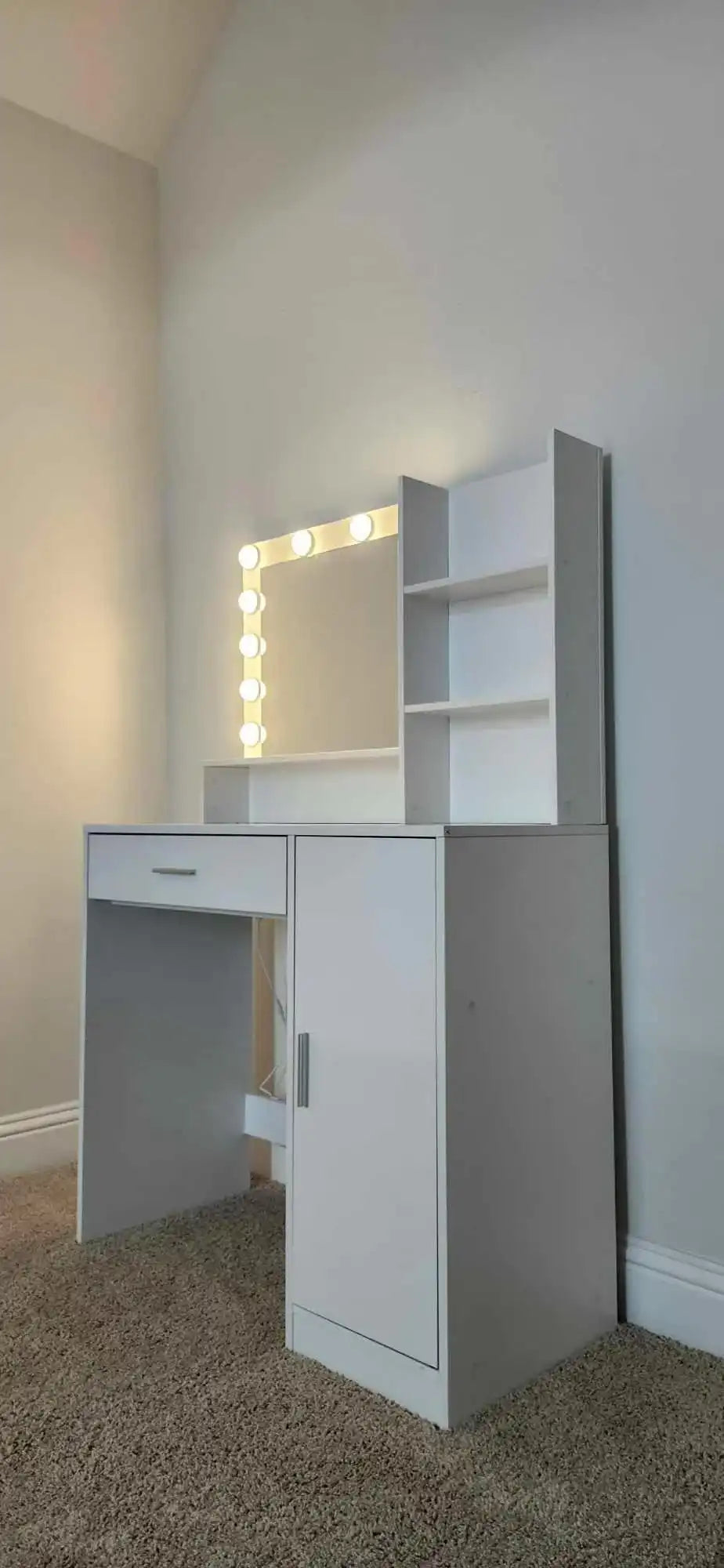 Vanity Desk with Mirror & Light, Pink Dressing Table - Best Buy Furniture