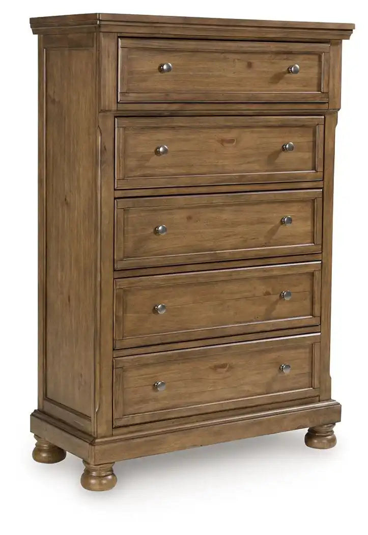 Feddinger - Five Drawer Chest - Medium Brown - Best Buy Furniture