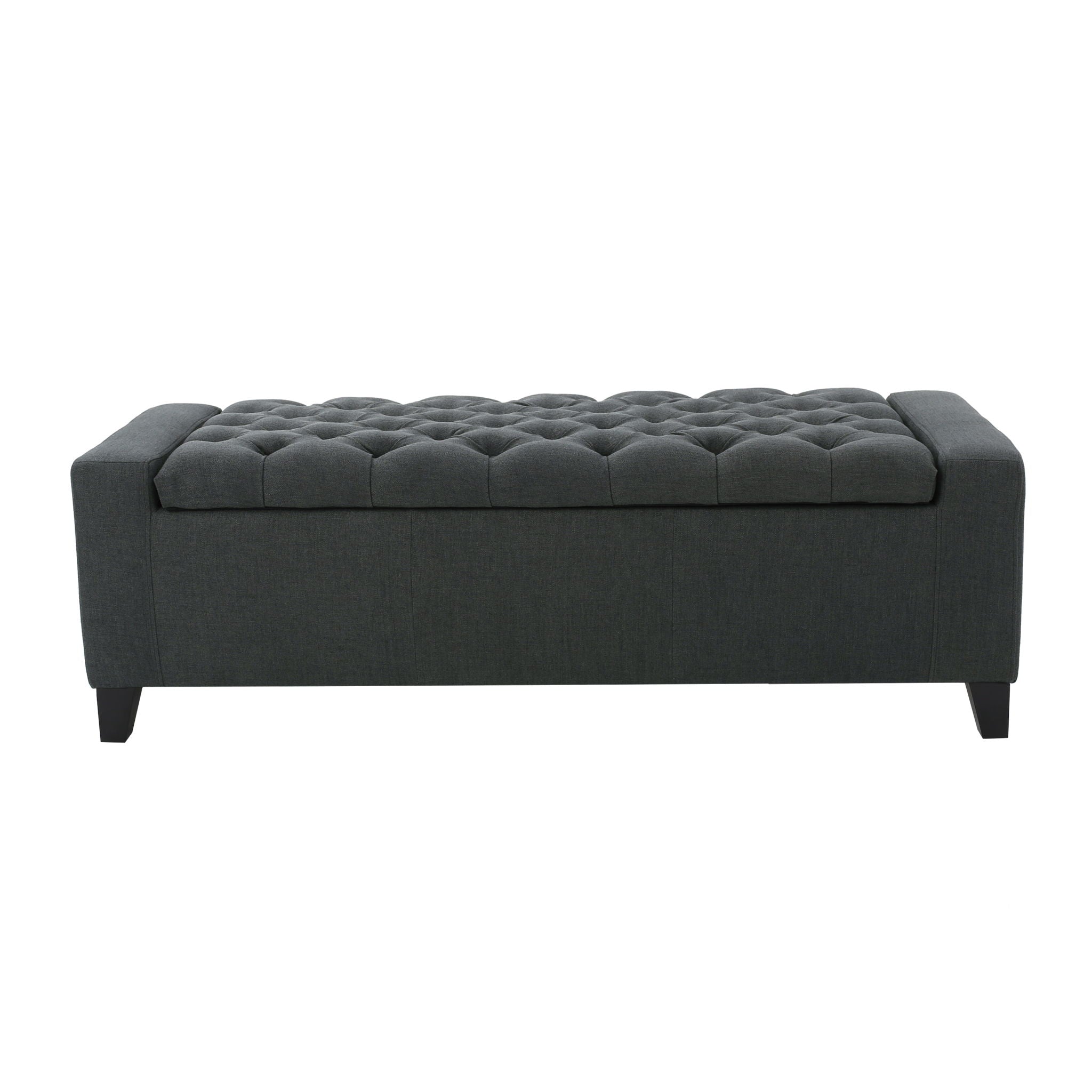 Contemporary Storage Ottoman With Tufted Top - Dark Gray - Best Buy Furniture