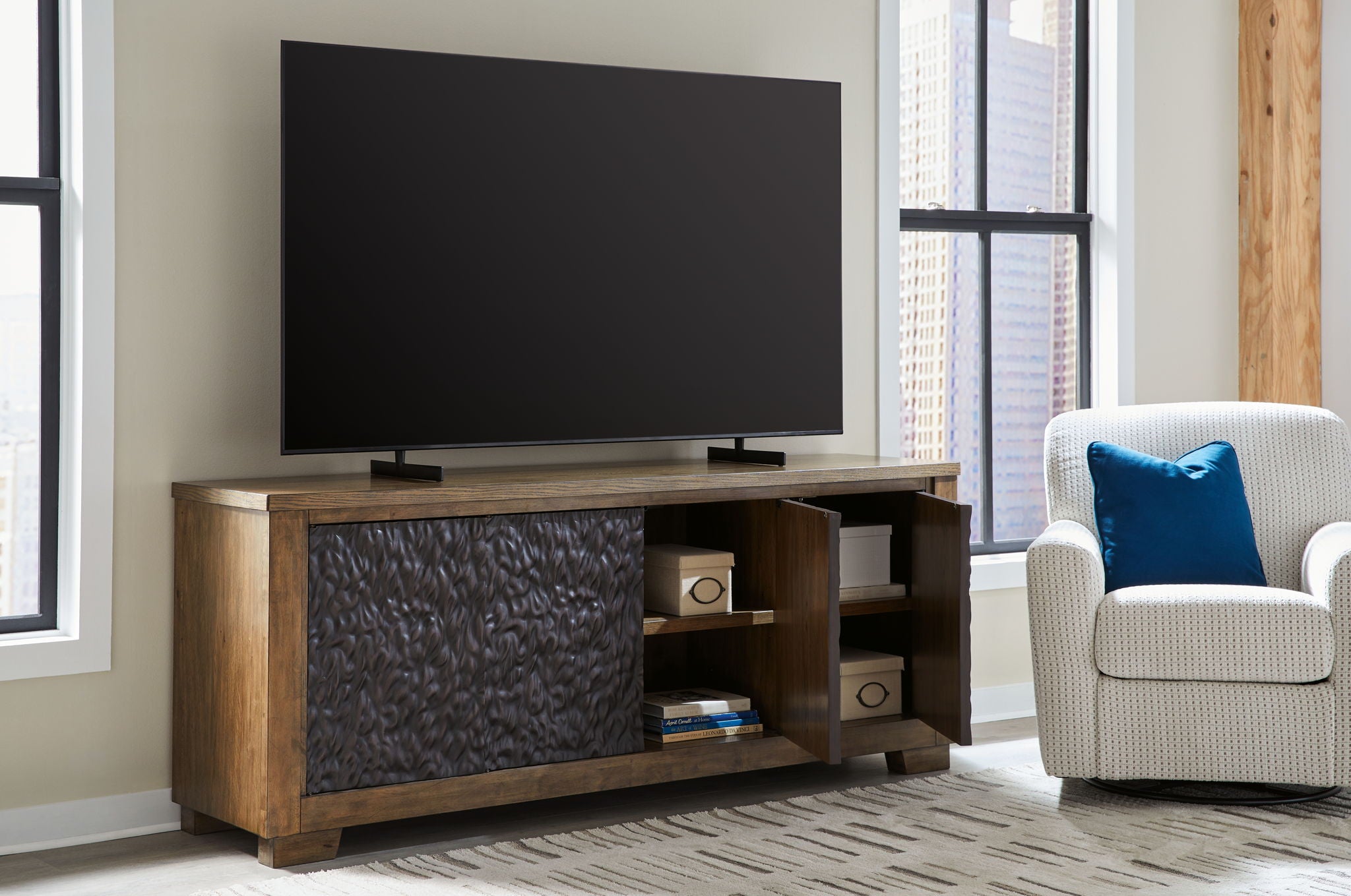 Rosswain - Extra Large TV Stand - Warm Brown - Best Buy Furniture