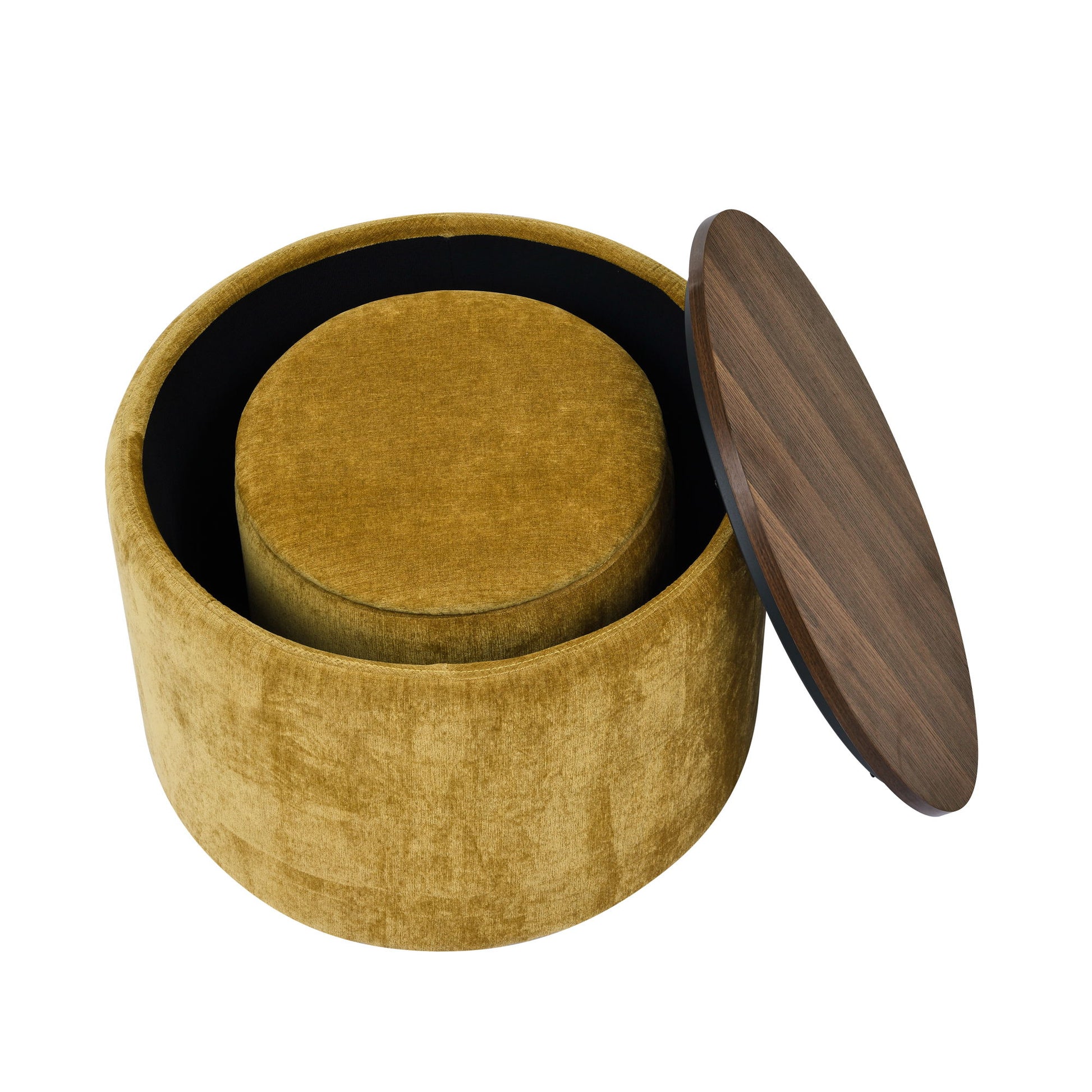 Classic 2 Piece Round Storage Ottoman Set With Drum Shaped Stool - Best Buy Furniture