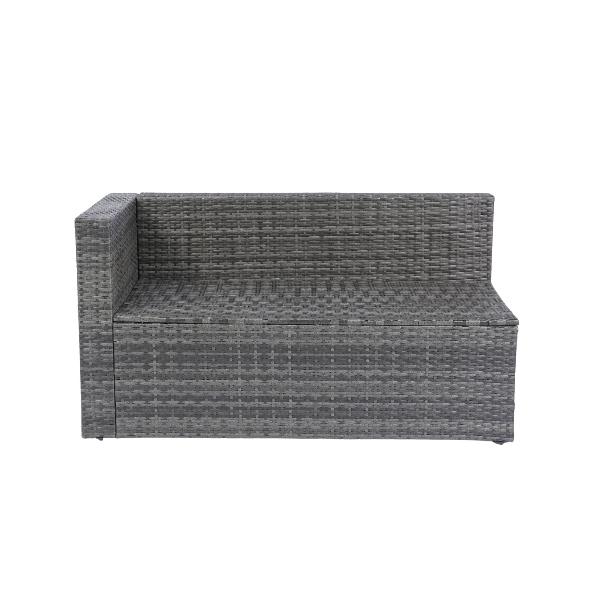 5 Pieces Rattan Sectional Outdoor Furniture Cushioned U Sof Set With 2 Pillow - Gray / Black - Best Buy Furniture