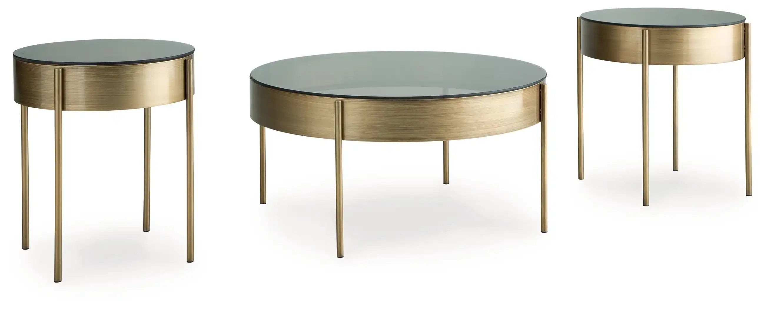 Jettaya - Occasional Table Set (Set of 3) - Brushed Brass - Best Buy Furniture