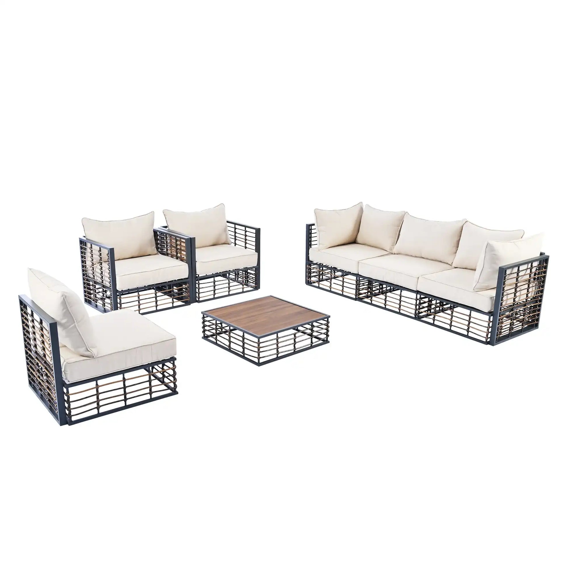 TOPMAX Modern 7-Piece Outdoor Modular Sectional Sofa Set - Best Buy Furniture