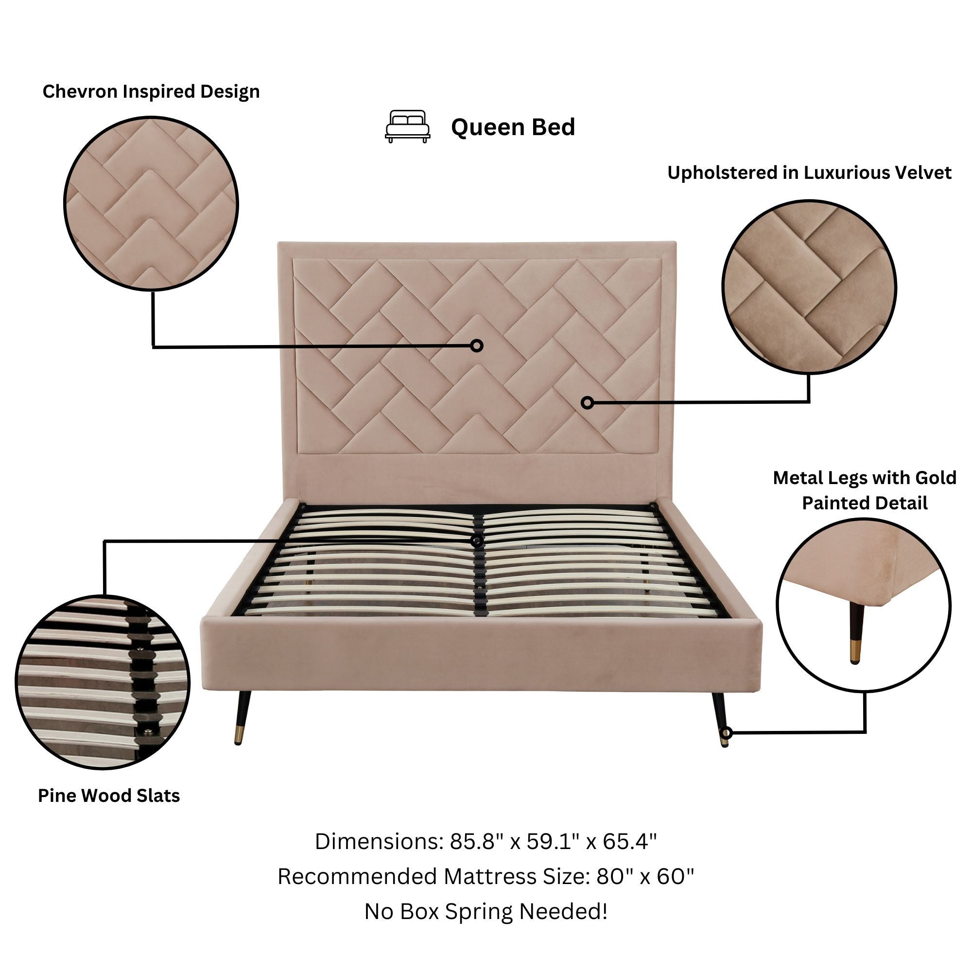Crosby - Bed With Upholstered Headboard And Slats