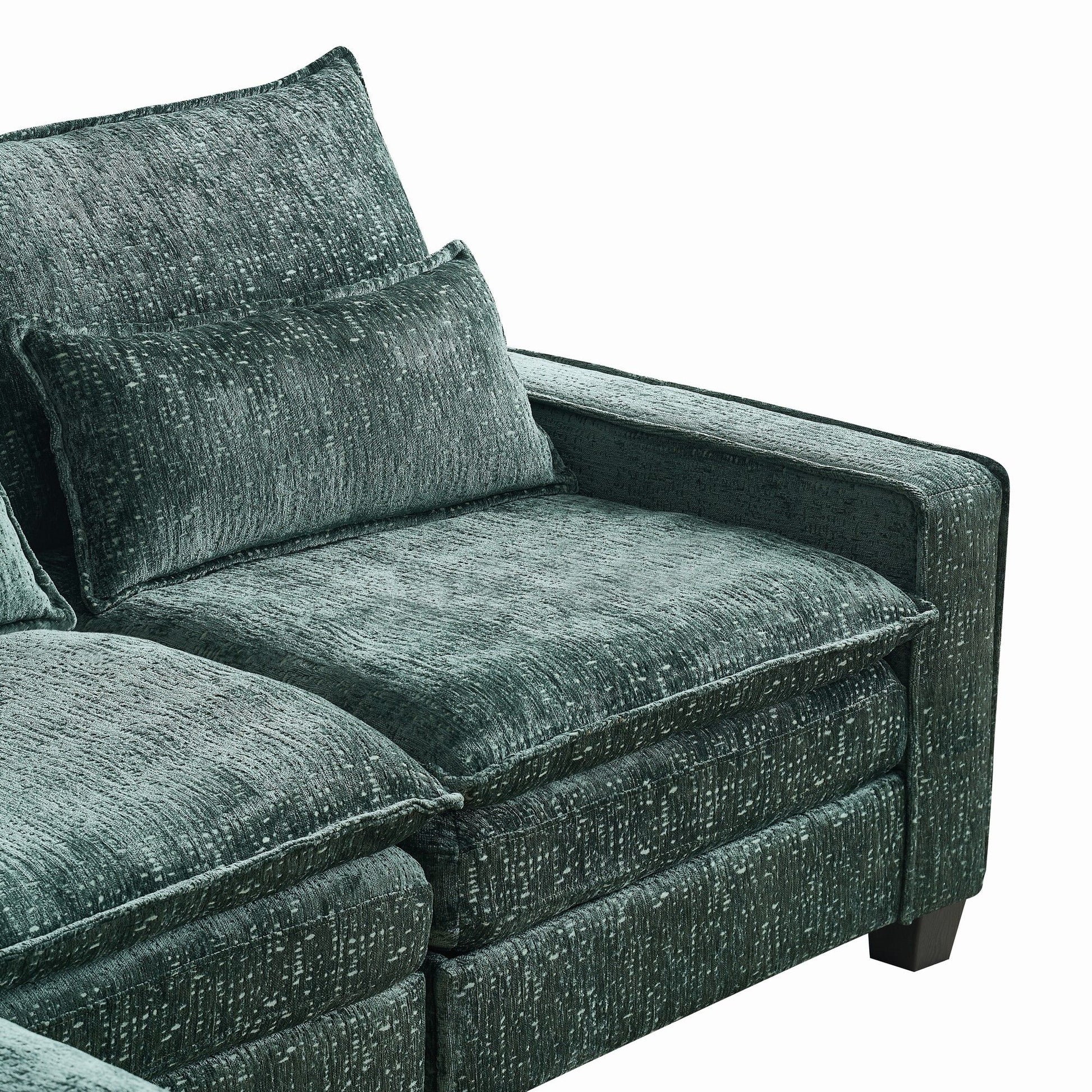Modern Comfy Chenille L Shaped Sectional Sofa With Movable Ottoman - Best Buy Furniture