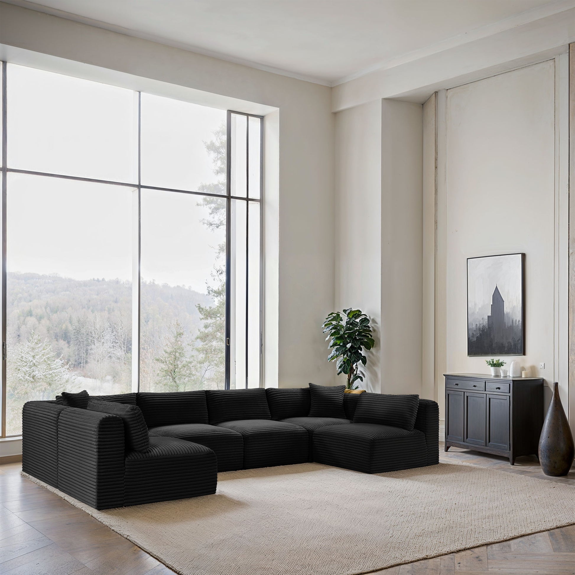 Shaggy - 6 Piece Modular U-Shaped Armless Sectional - Best Buy Furniture