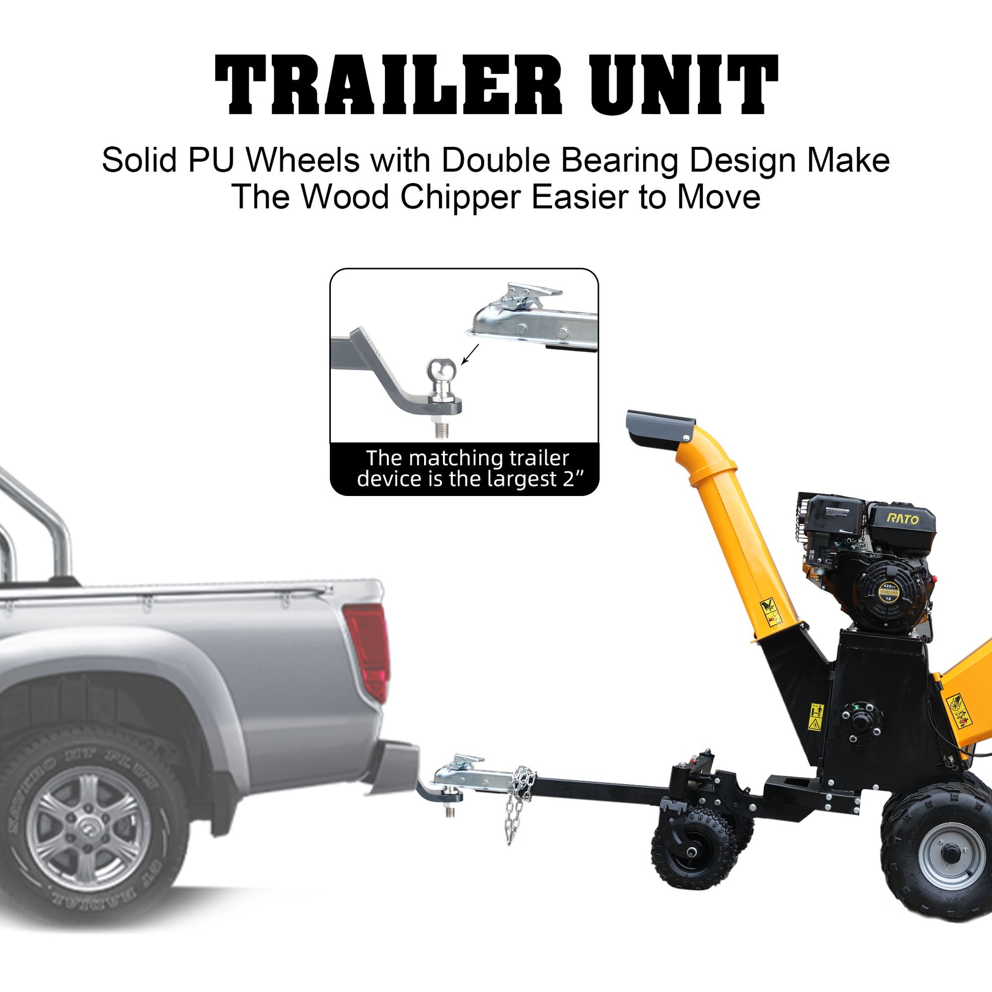 6'' 420Cc 15Hp Pull Start Gas Powered 4 - Wheels Chipper Shredder Mulcher With Towbar / Stop Bar - Yellow - Best Buy Furniture