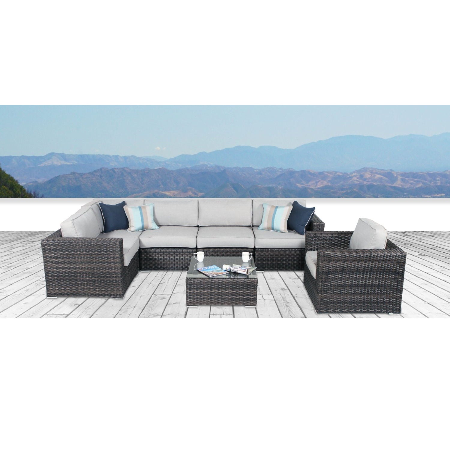 Wicker Seating Group Set With Table And Cushions - Best Buy Furniture