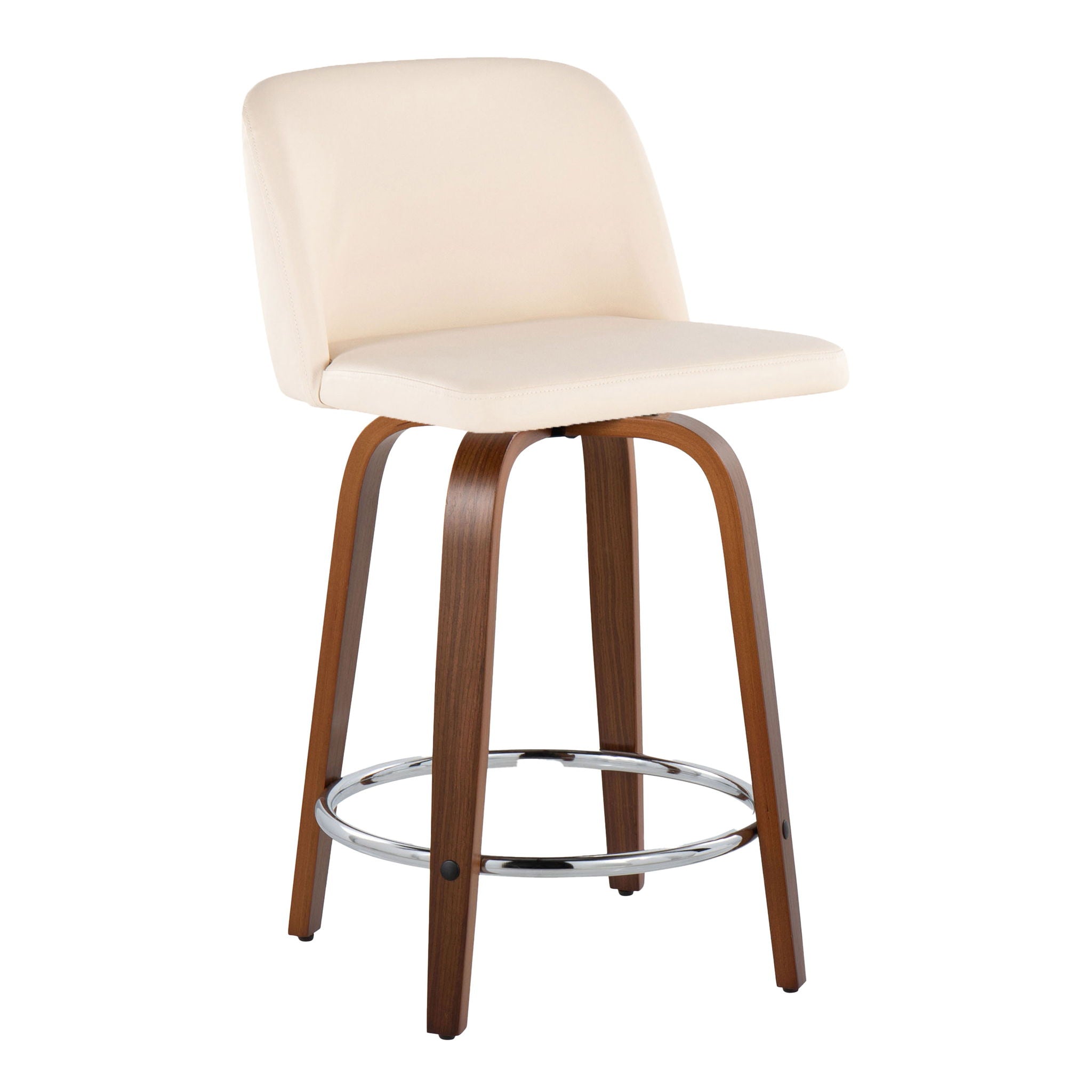 Toriano - Mid Century Modern Fixed Height Counter Stool With Swivel With Round Footrest (Set of 2) - Best Buy Furniture
