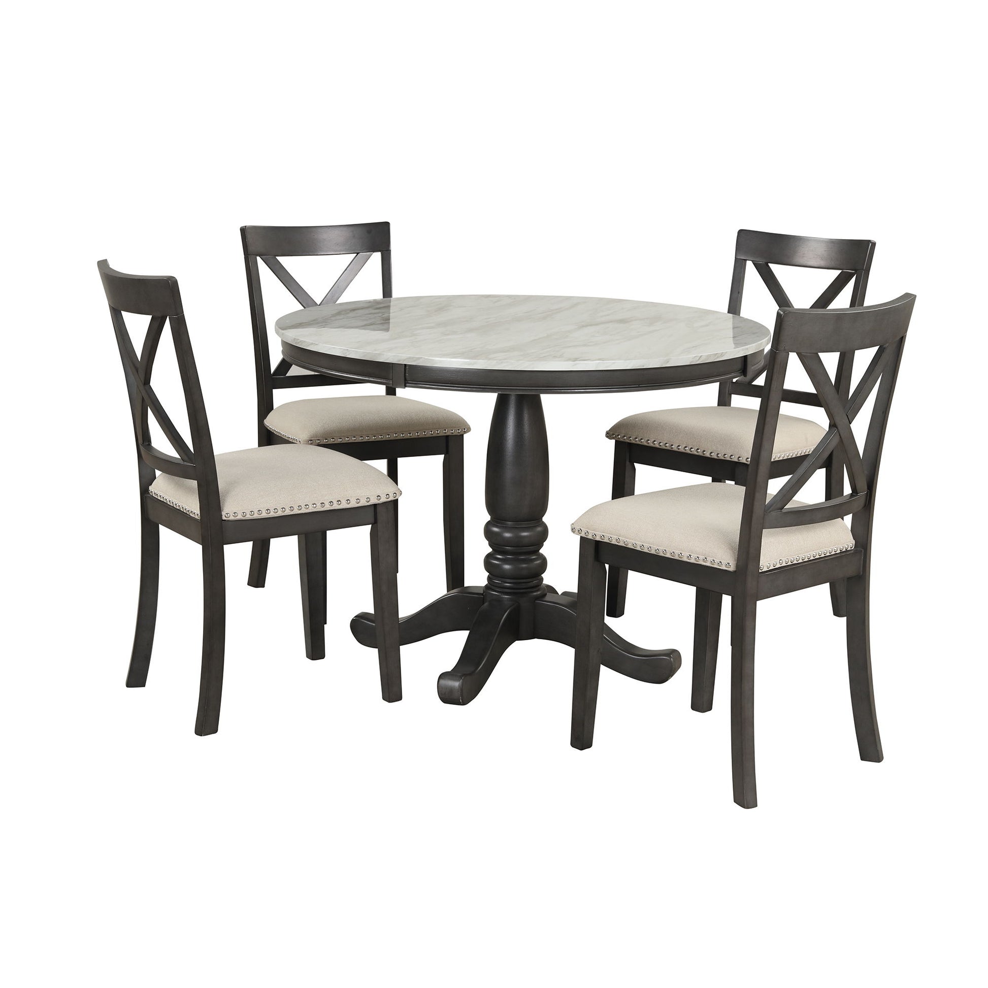 5 Pieces Dining Table And Chairs Set For 4 Persons, Kitchen Room Solid Wood Table With 4 Chairs - Best Buy Furniture