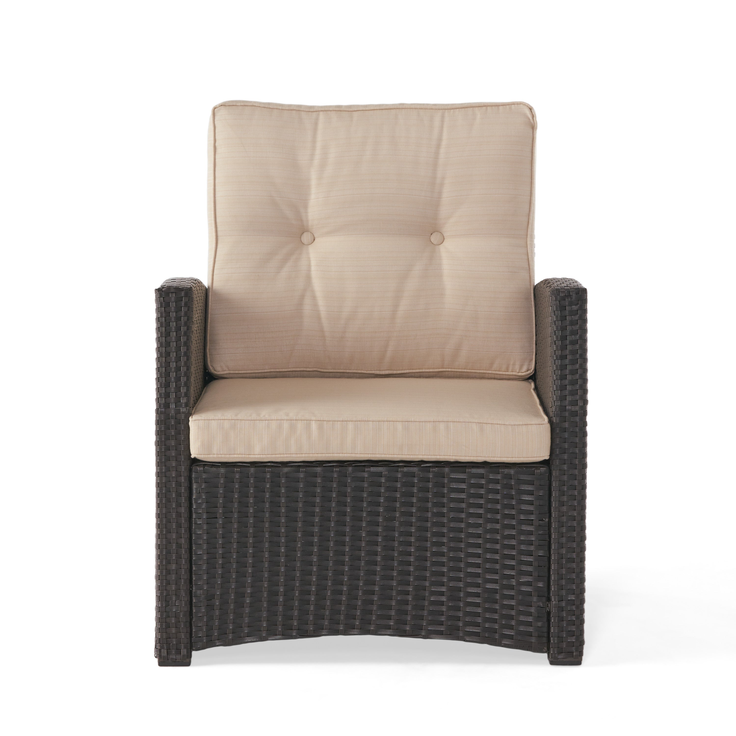 ST MARTA Single Sofa Outdoor Relaxation Dark Brown PE Rattan Iron Waterproof Fabric - Best Buy Furniture