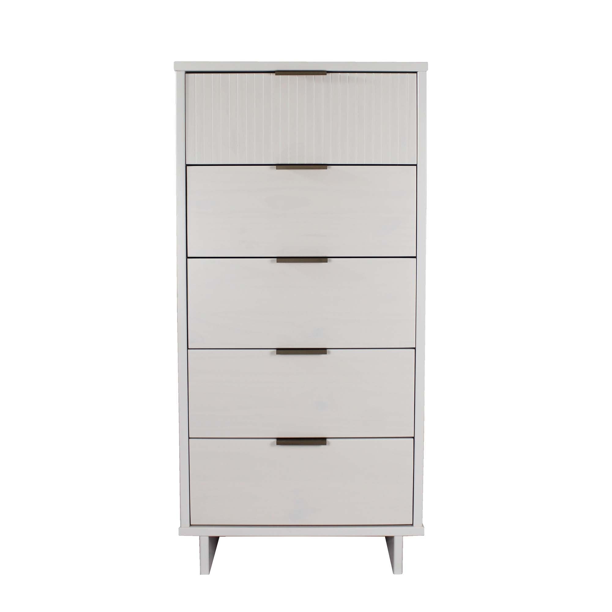 Granville - Tall Narrow Dresser With 5 Full Extension Drawers - White