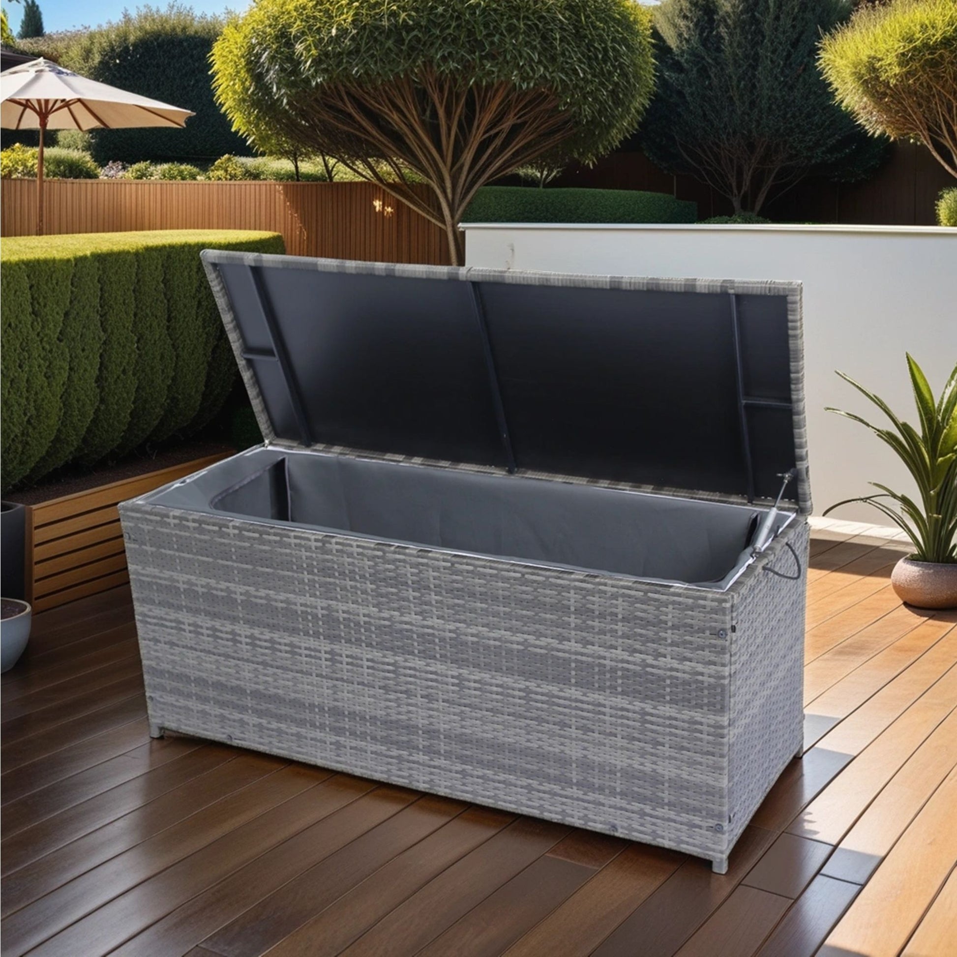 Outdoor Storage Box, Wicker Patio Deck Boxes With Lid, Outdoor Cushion Storage For Kids Toys, Pillows, Towel, Wicker - Best Buy Furniture