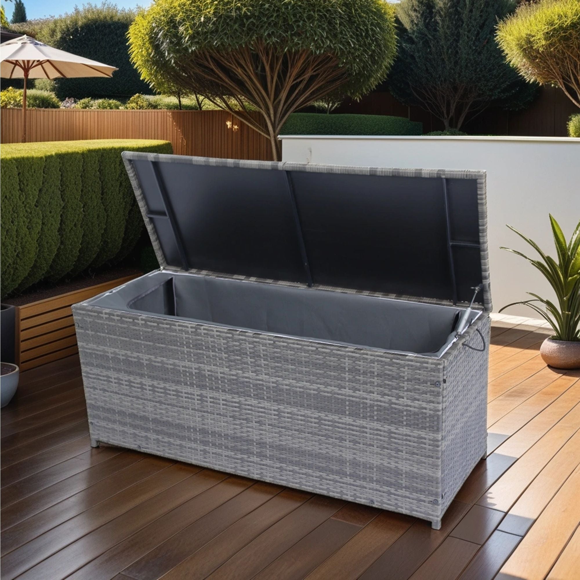Outdoor Storage Box, Wicker Patio Deck Boxes With Lid, Outdoor Cushion Storage For Kids Toys, Pillows, Towel, Wicker - Best Buy Furniture