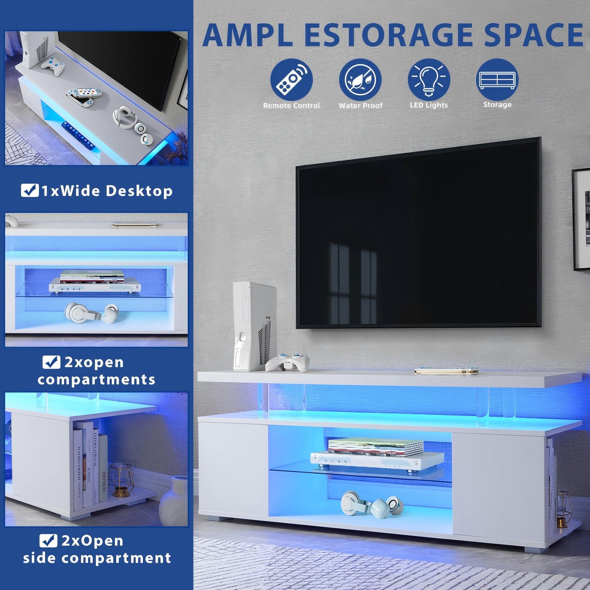 TV Stant With LED And Large Side Cabinet - Best Buy Furniture
