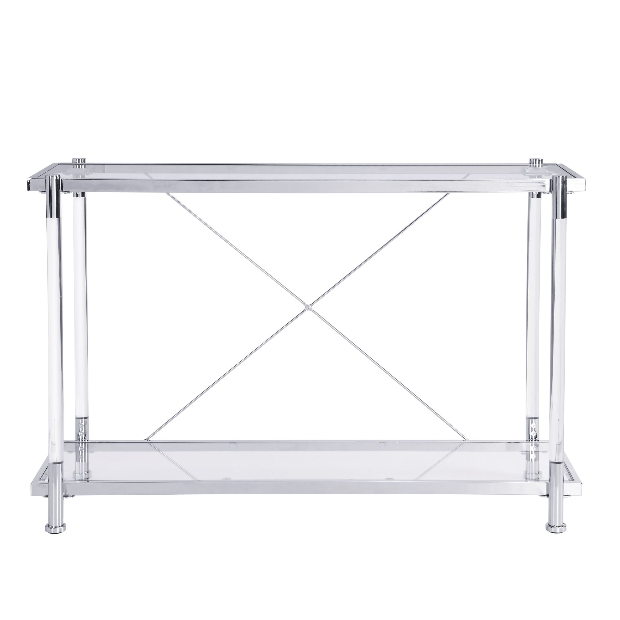 Chrome Glass Sofa Table, Acrylic Side Table, Console Table For Living Room & Bedroom - Chrome - Best Buy Furniture