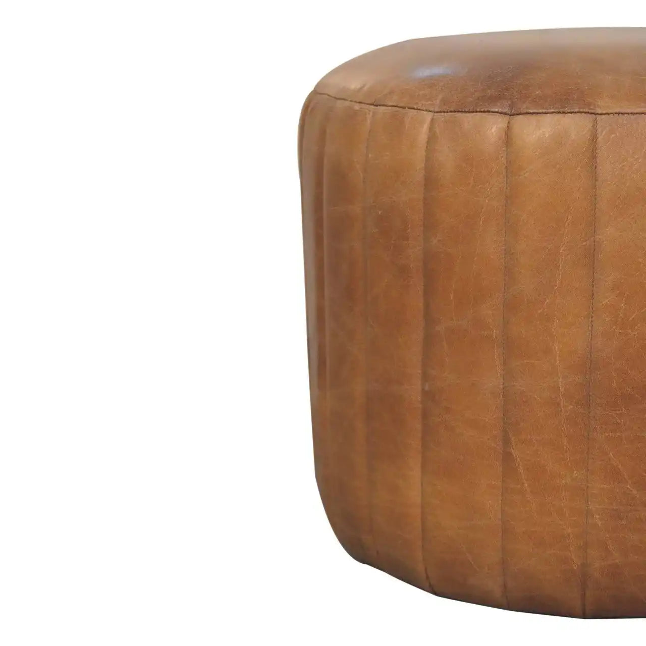 Buffalo - Leather Boucle Footstool - Brown - Best Buy Furniture