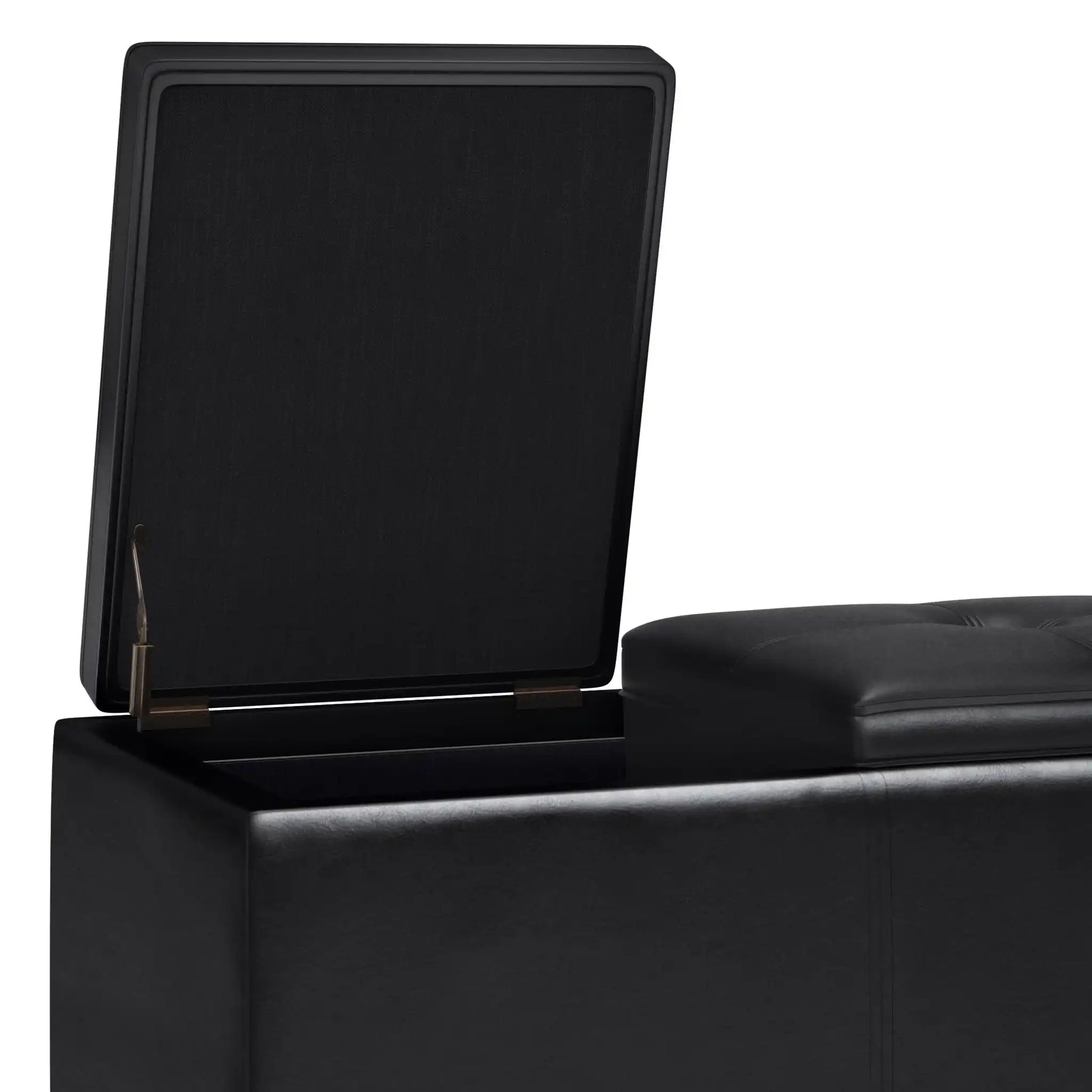 Avalon - Tray Storage Ottoman With Lift Up Lids - Midnight Black - Best Buy Furniture
