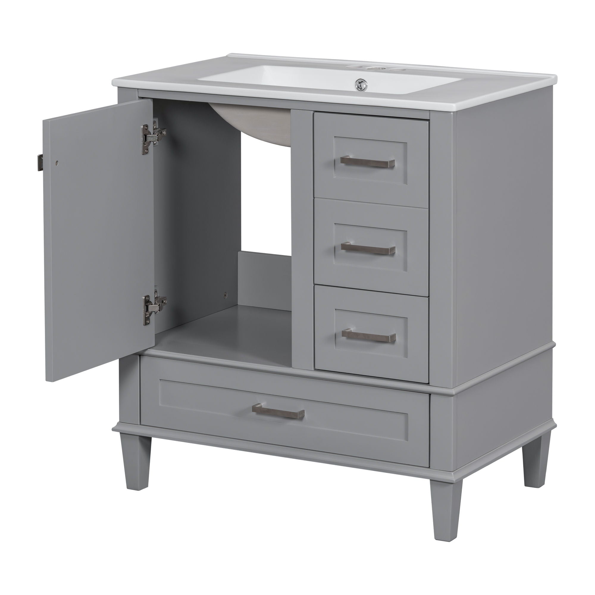 Bathroom Vanity, Modern Bathroom Cabinet With Sink Combo Set, Bathroom Storage Cabinet With A Soft Closing Door And 3 Drawers, Solid Wood Frame - Best Buy Furniture