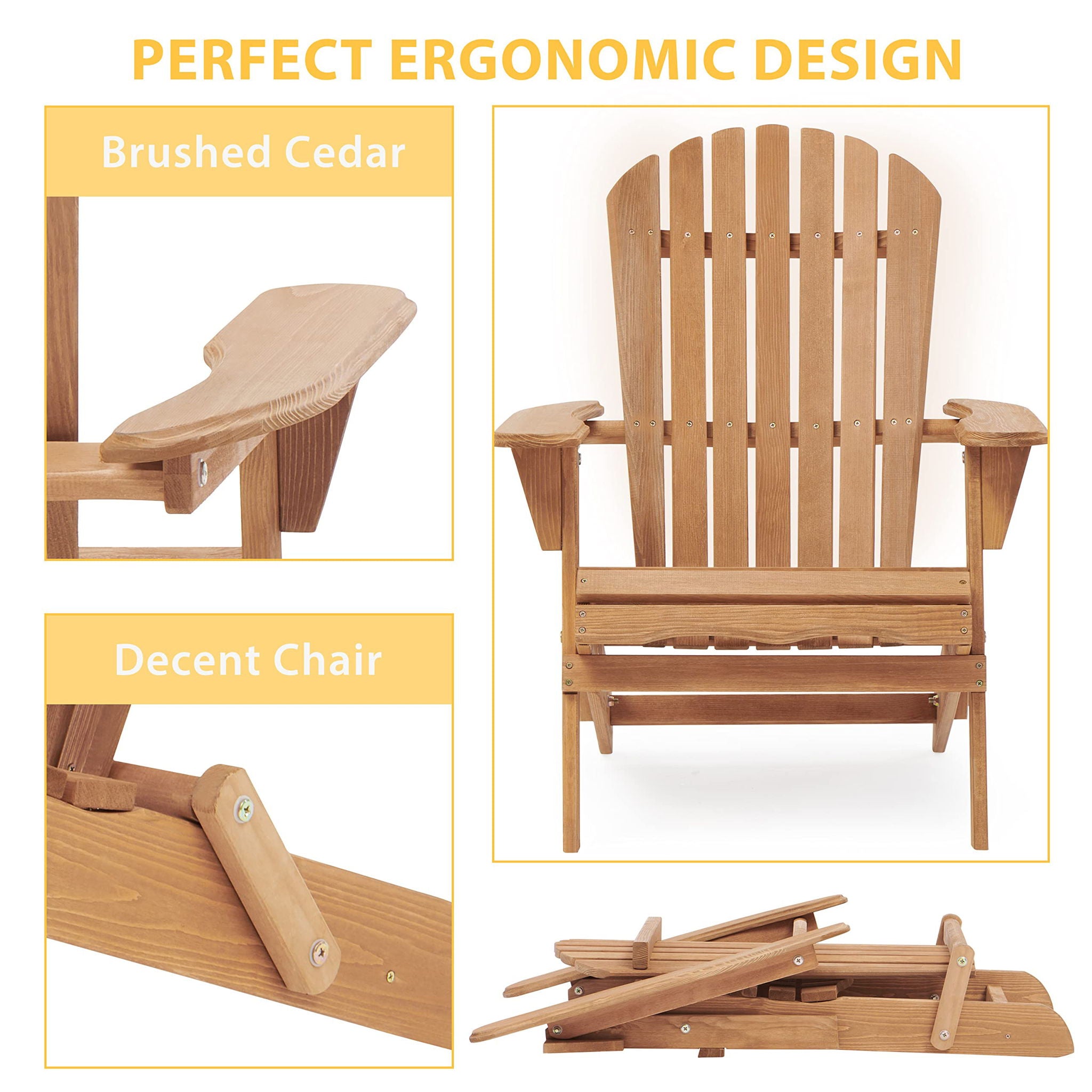 Lounge Patio Chair For Garden Outdoor Wooden Folding Adirondack Chair (Set of 2) Solid Cedar Wood Lounge Patio Chair For Garden - Best Buy Furniture
