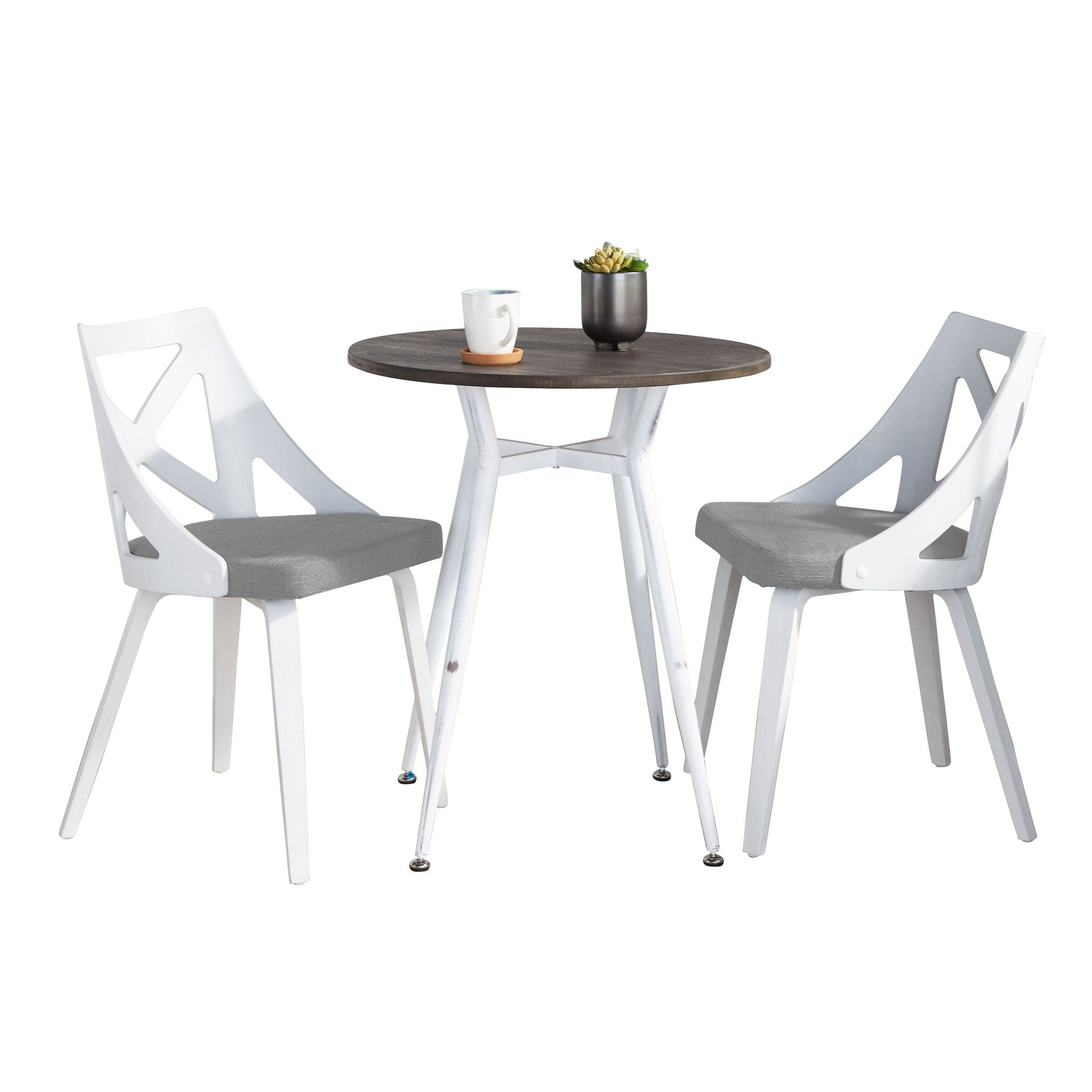 Clara Charlotte - 3 Piece Round Dinette Set Vintage With Rounded - Best Buy Furniture