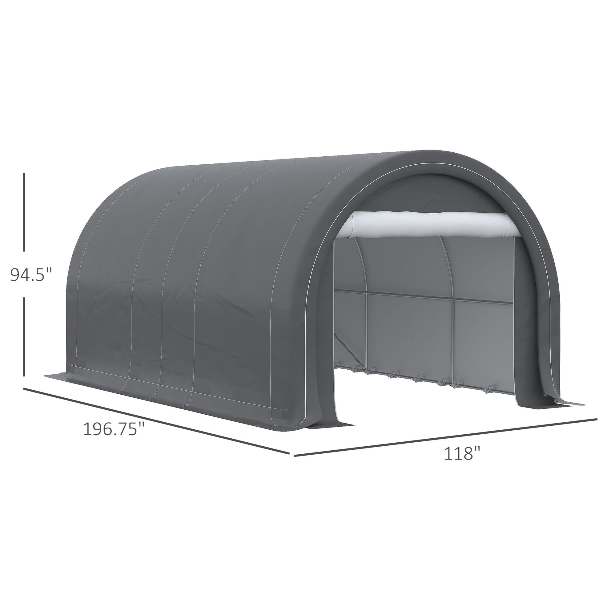 Outsunny - 10' x 16' Carport, Heavy Duty Portable Garage Storage Tent With Large Zippered Door, Anti-Uv Pe Canopy Cover For Car, Truck, Boat, Motorcycle, Bike, Garden Tools, Outdoor Work - Best Buy Furniture