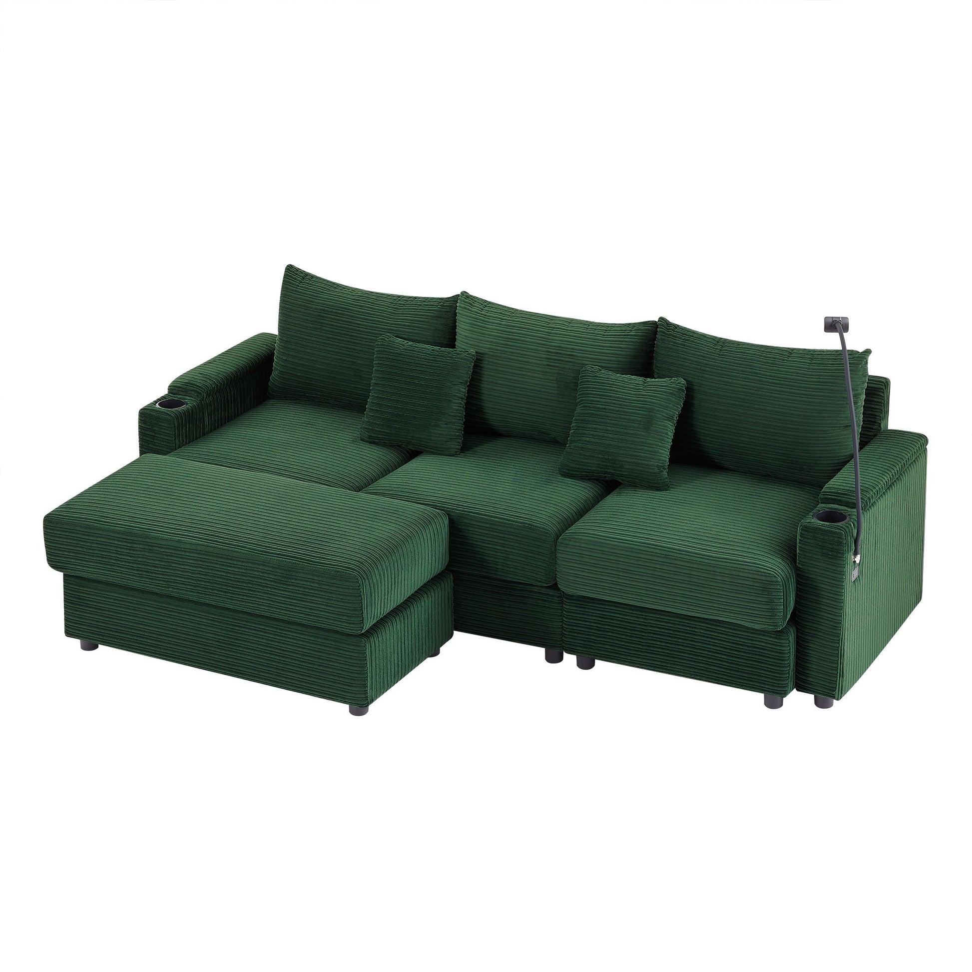 Modern Style Loveseat Sofa Sectional Sofa Couch With Storage Space, A Movable Ottoman, Two USB Ports, Two Cup Holders, A Phone Holder For Living Room - Best Buy Furniture