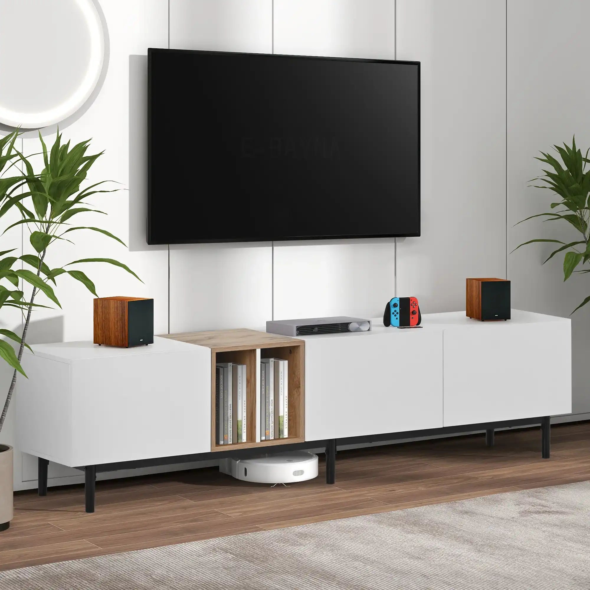 Modern TV Stand 70''with 3 Doors, Media Console Table, Entertainment Center with Large Storage Cabinet - Best Buy Furniture